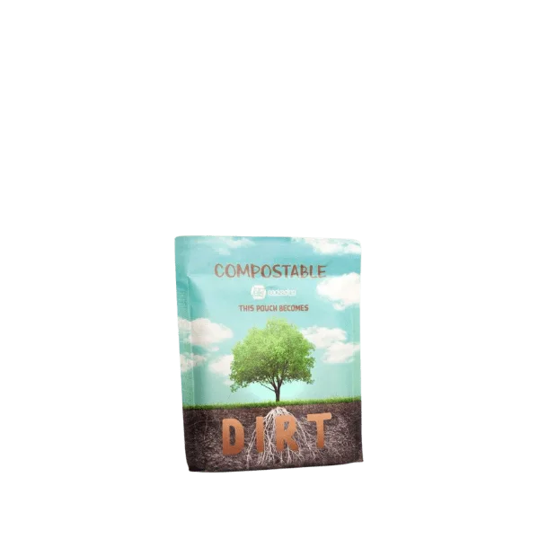 The image shows the Elk Packaging 12.0oz Flat Compostable Pouch. The pouch is a simple, rectangular bag with a flat base, allowing it to stand upright. It has a smooth, matte finish with a natural, earthy color. The top of the pouch features a resealable zip closure. There are no visible labels, logos, or designs on the front of the pouch, emphasizing its plain and functional appearance.