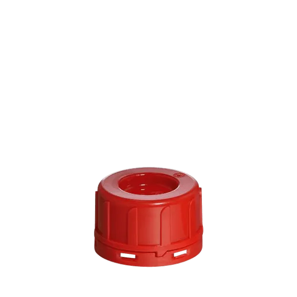 The image shows a Menshen PE Threaded Closure 45 Chemical Closure. It features a white, circular, plastic cap with a ribbed edge for grip and a smooth, slightly domed top. The closure has a threaded design, allowing it to be securely screwed onto compatible containers.