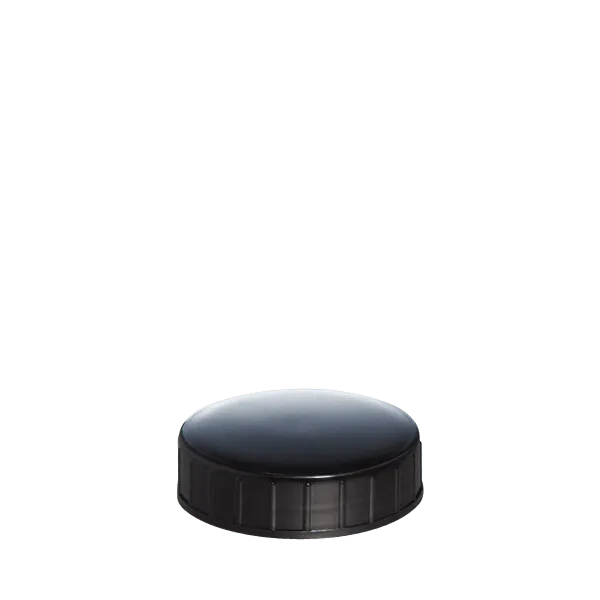 The image shows a Menshen PE Threaded Closure 50 Chemical Closure. It is a cylindrical, white plastic cap designed for sealing containers. The closure features a ridged, screw-on design for secure attachment and removal. The top of the cap appears flat and smooth, providing a clean and functional appearance.