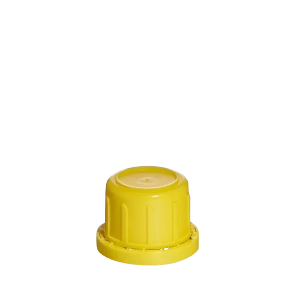 The image shows a Menshen PP Threaded Closure 32 Chemical Closure. The closure is a small, cylindrical, white plastic cap with threading on the inside, designed to screw onto a corresponding container. The top surface of the cap is smooth and flat, with a slightly raised outer rim. The overall appearance is clean and functional, suitable for securely sealing chemical containers.