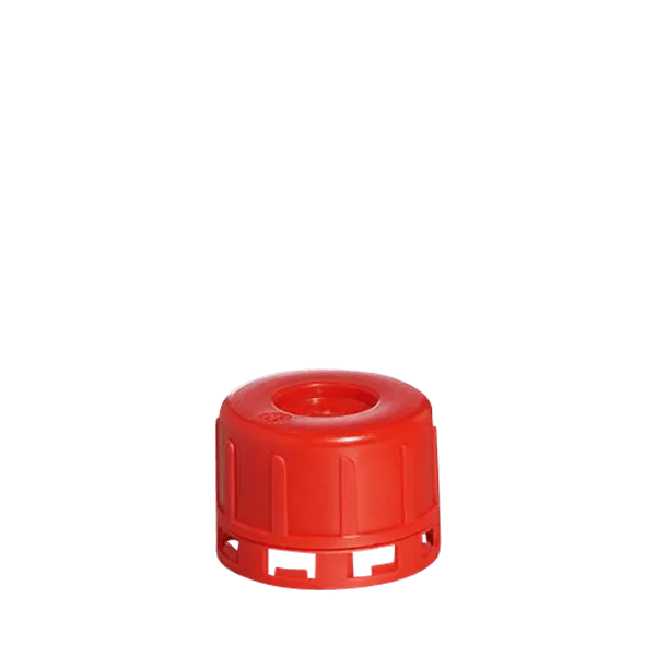 The image shows a Menshen PP Threaded Closure 32, Chemical Closure. It is a cylindrical, white plastic cap designed for sealing containers. The cap features a threaded design, which allows it to be securely screwed onto bottles or other types of containers. The top of the cap is flat and smooth, providing a simple yet functional appearance.