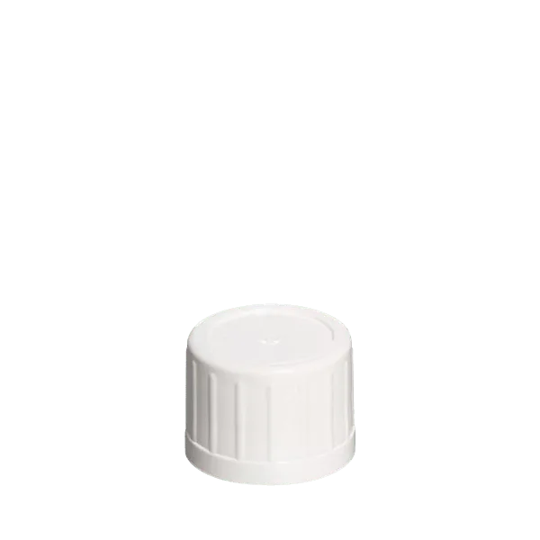 The image shows a Menshen PP Threaded Closure 16 Screw Closure. It is a cylindrical, white plastic screw cap designed for sealing containers. The cap features ridged sides for easy gripping and twisting. The top of the cap is flat and smooth, without any logos or additional markings.