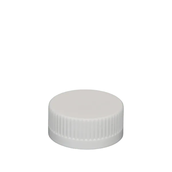 The image shows a white, circular, polypropylene (PP) threaded closure with the product name "MRP Solutions PP Threaded Closure 33-400 (SH033)." The closure has a smooth, flat top and ridged sides for better grip, designed to fit a container with a 33-400 neck finish. The closure appears to be made of durable plastic and is intended for use in sealing bottles or jars securely.