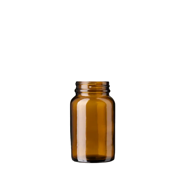 The image shows a CALASO 5.1oz Glass Jar (GX320003-679 Juniper). The jar is cylindrical with a clear, smooth glass body and a wide mouth. It is topped with a flat, black screw-on lid. The jar has no visible labels or markings, giving it a sleek and minimalist appearance. The glass is transparent, allowing the contents to be easily seen.