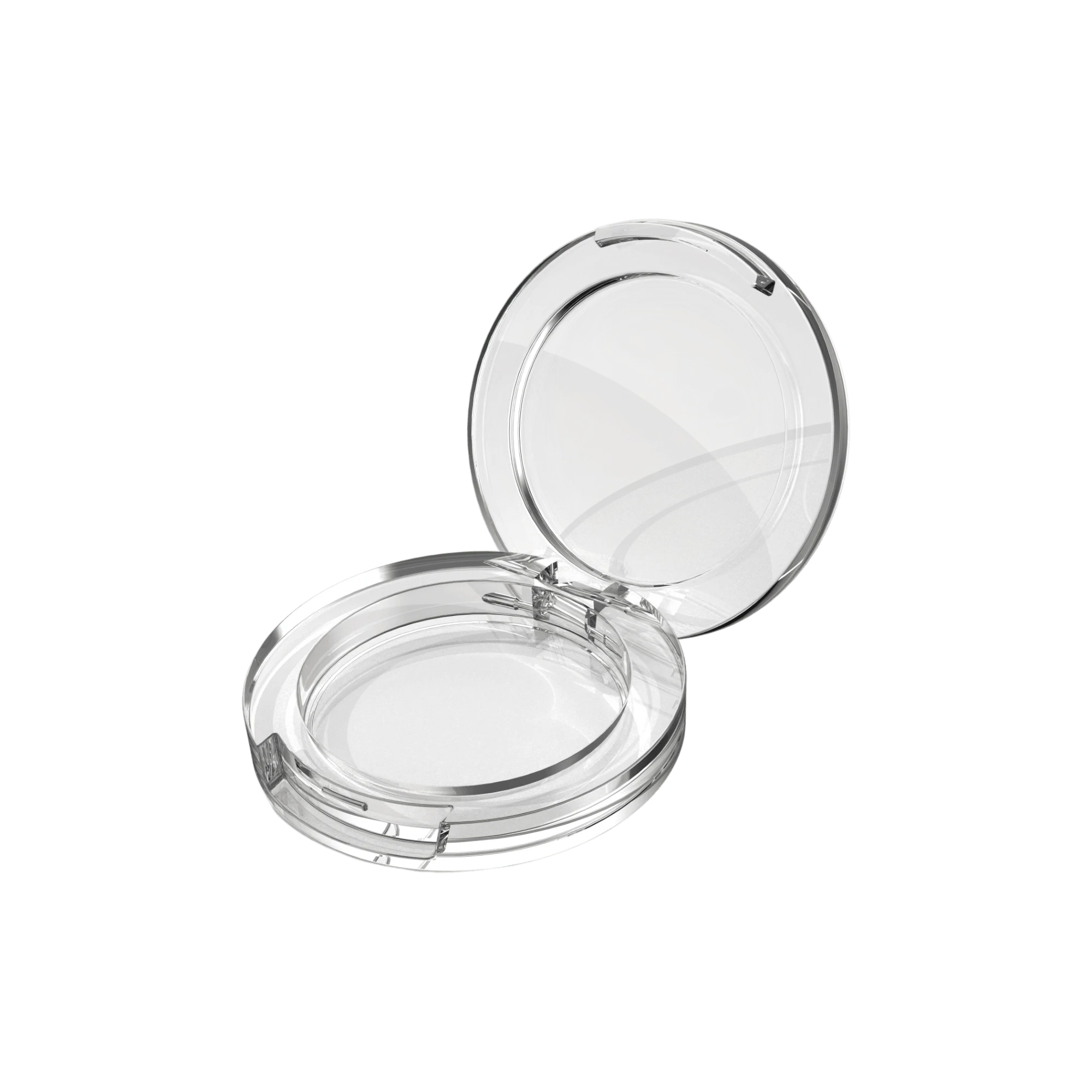 Round Single Pan Clear Acrylic Cosmetic Compact, 2.24" Diameter for Bronzer, Blush and Foundation
