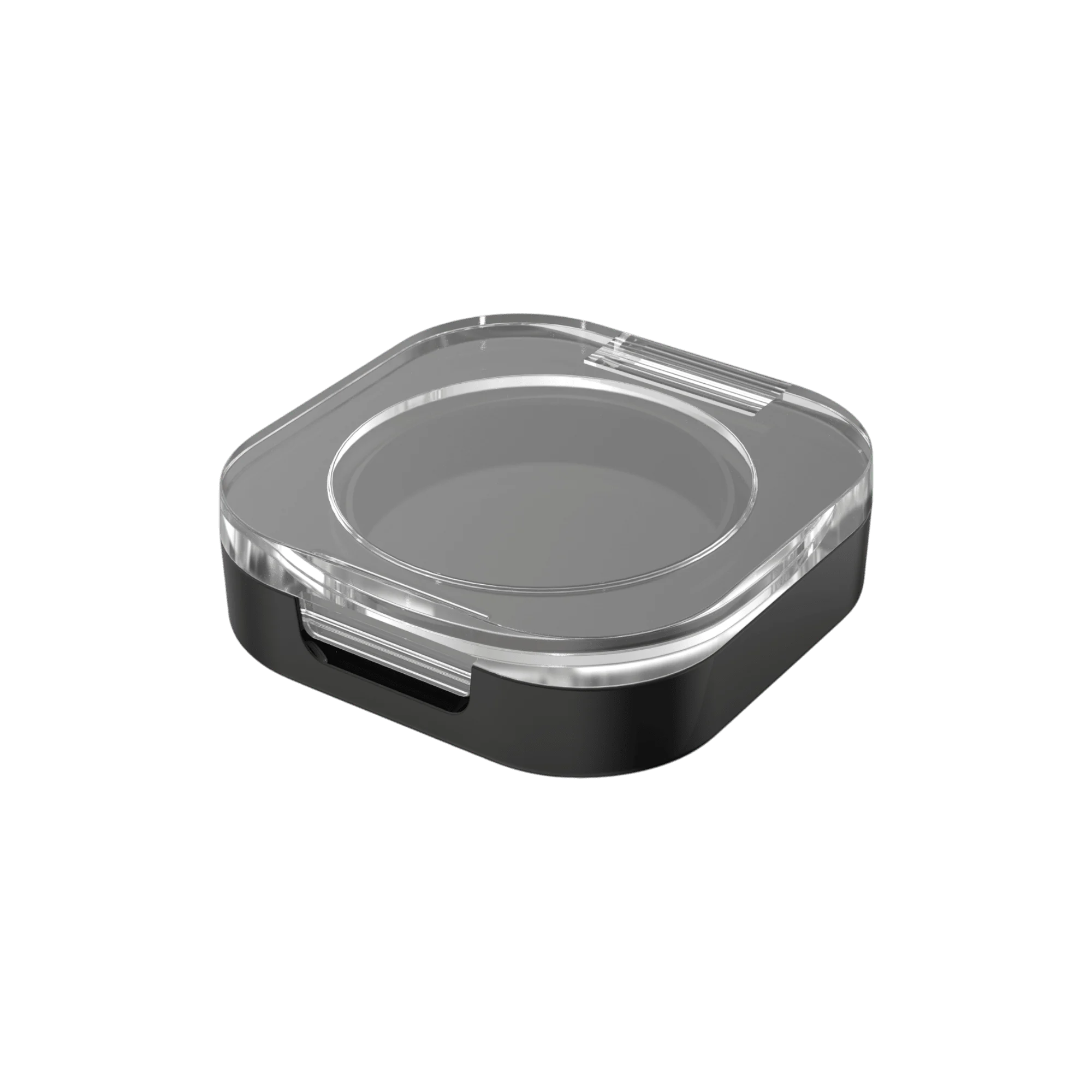 Square Single Pan ABS Cosmetic Compact with Clear Top, 1.63" Diameter for Blush, Highlighter and Cream Concealer