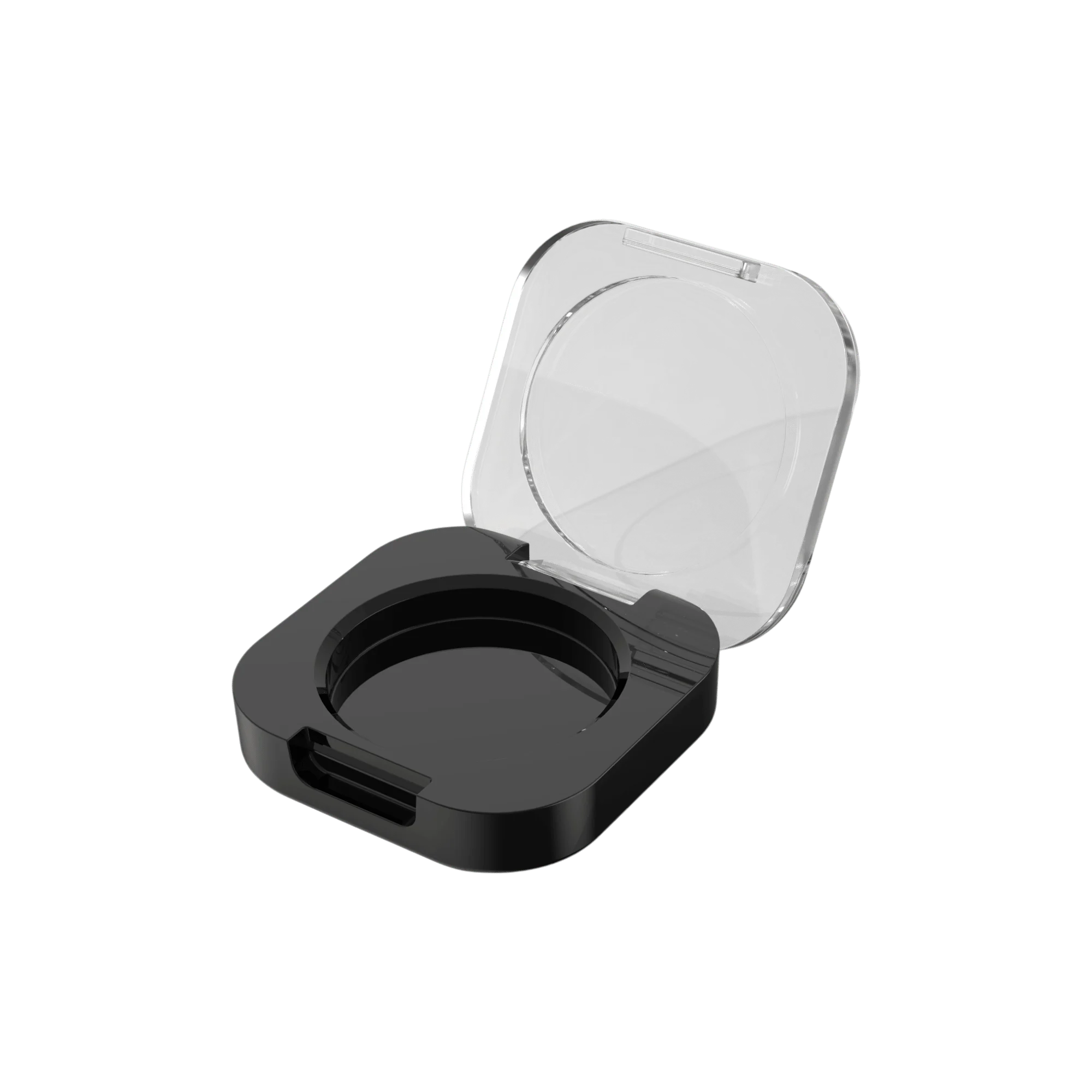 Square Single Pan ABS Cosmetic Compact with Clear Top, 1.63" Diameter for Blush, Highlighter and Cream Concealer