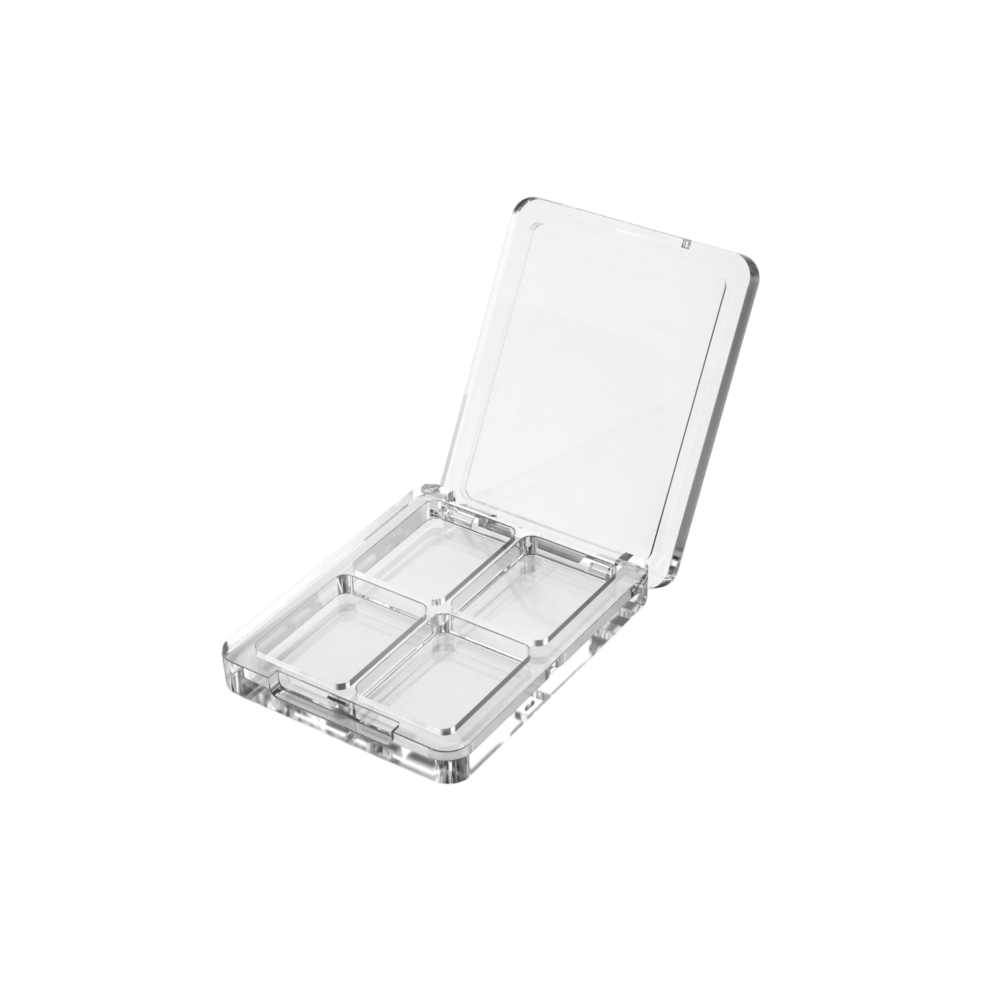 Rectangular Clear Acrylic Eyeshadow Palette with 4 Wells - Multi-Pan Makeup Packaging