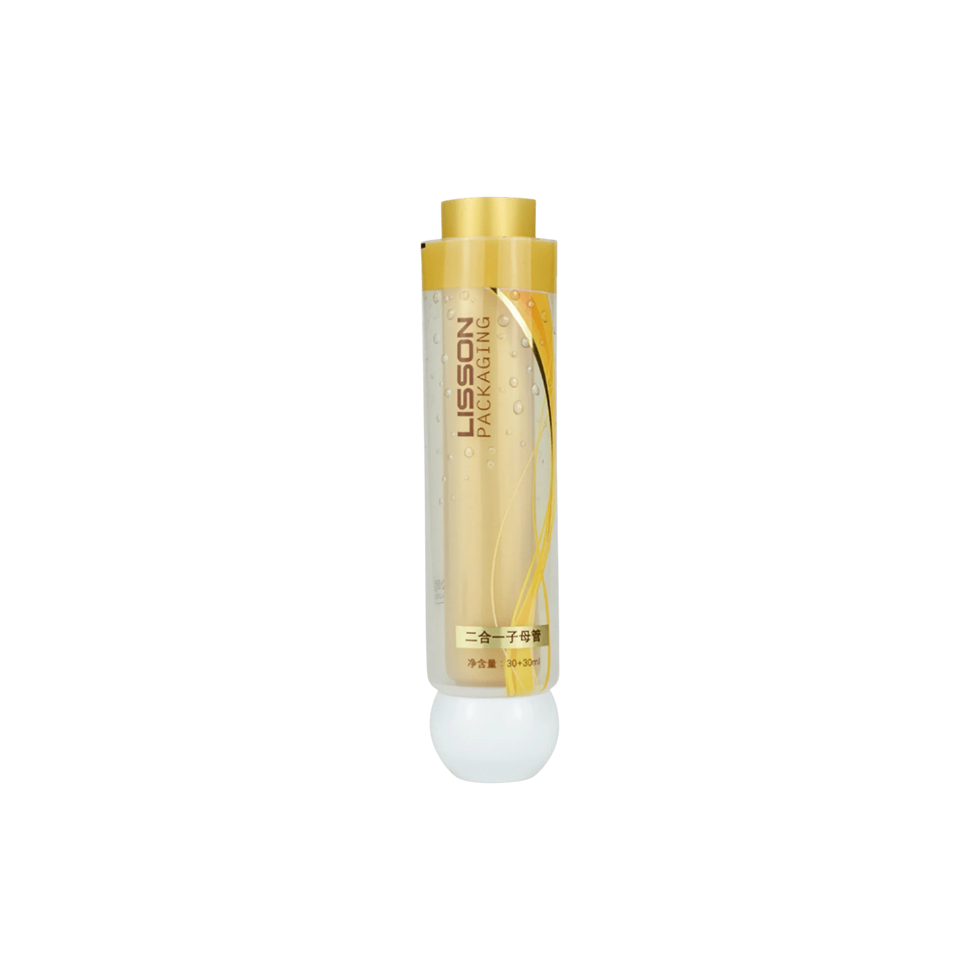 35.0mm 2.0oz /59ml Dual Chamber Flower Orifice PE Tube with Round Screw On Cap