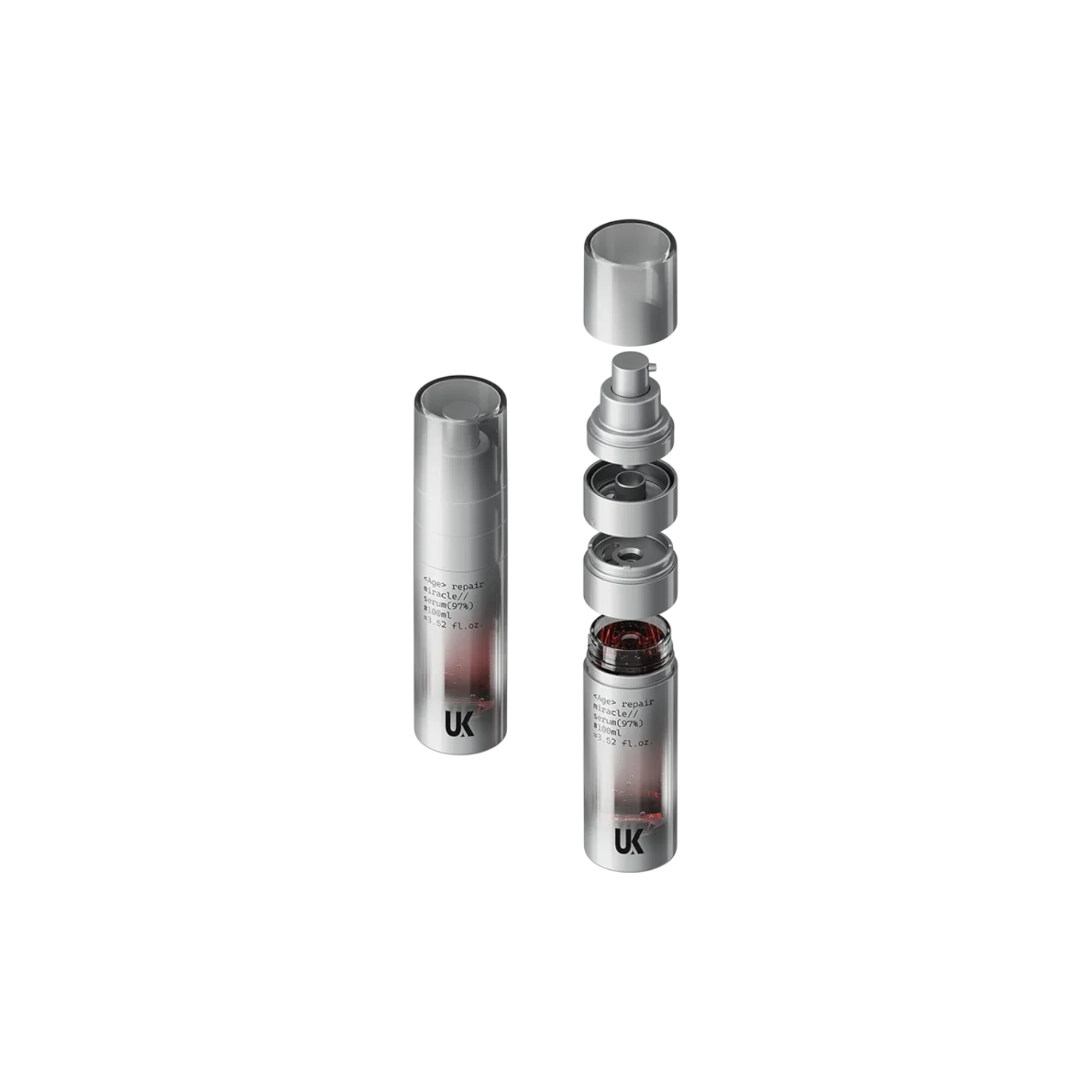 1oz/30ml PET Refillable Dual Chamber Airless Pump Bottle | Dry & Liquid Fresh Mix System