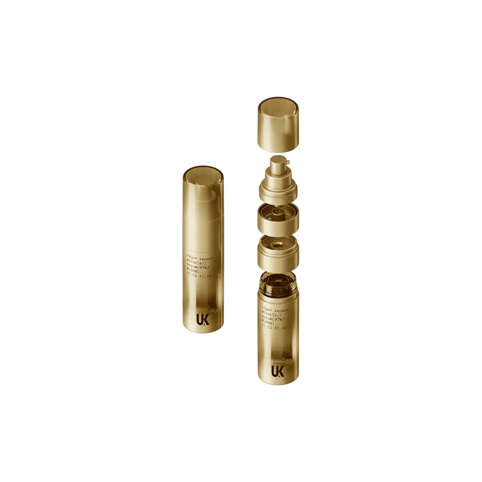 1.7oz/50ml PET Refillable Dual Chamber Airless Pump Bottle | Dry & Liquid Fresh Mix System