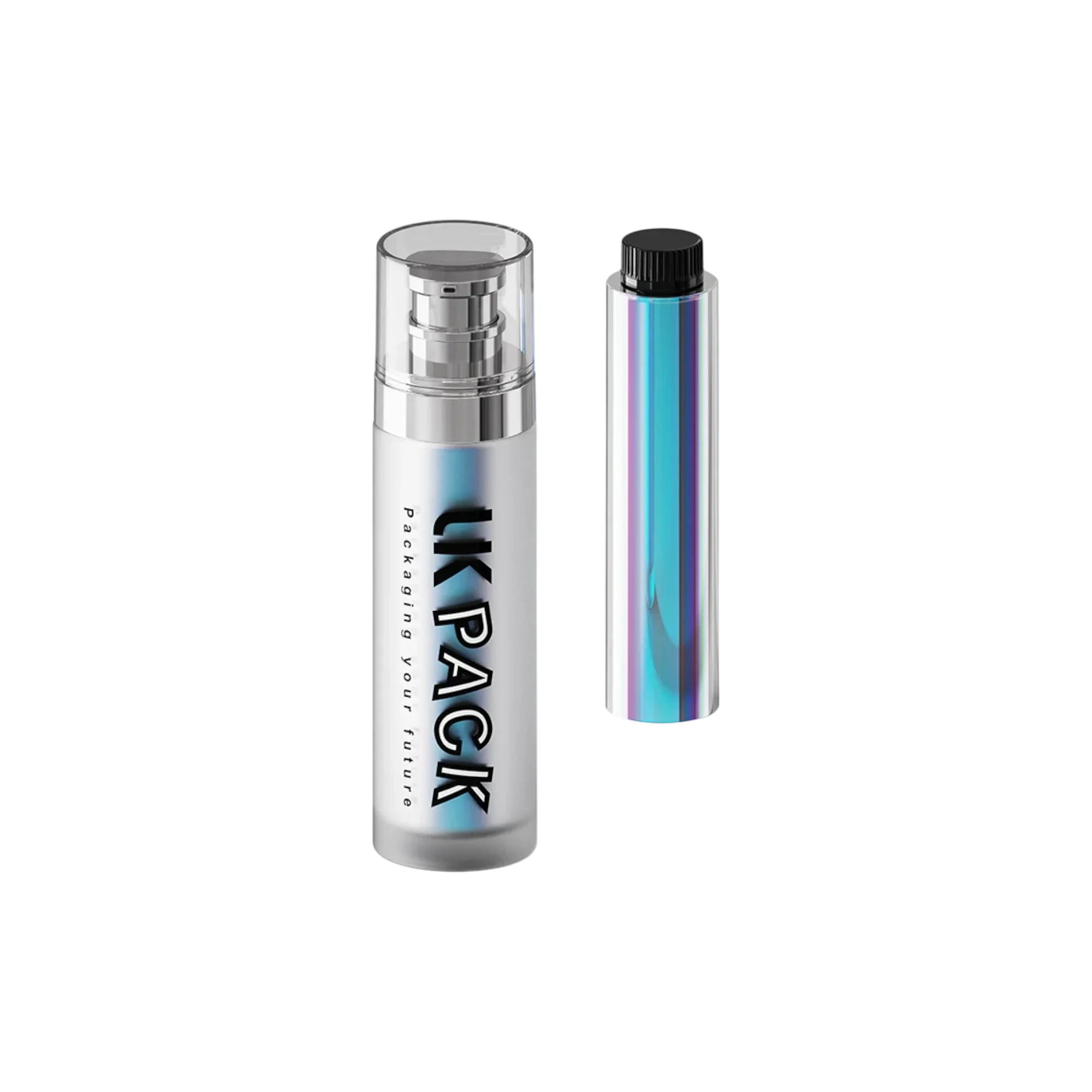 1.7oz/50ml Glass Refillable Cylinder Airless Pump Bottle