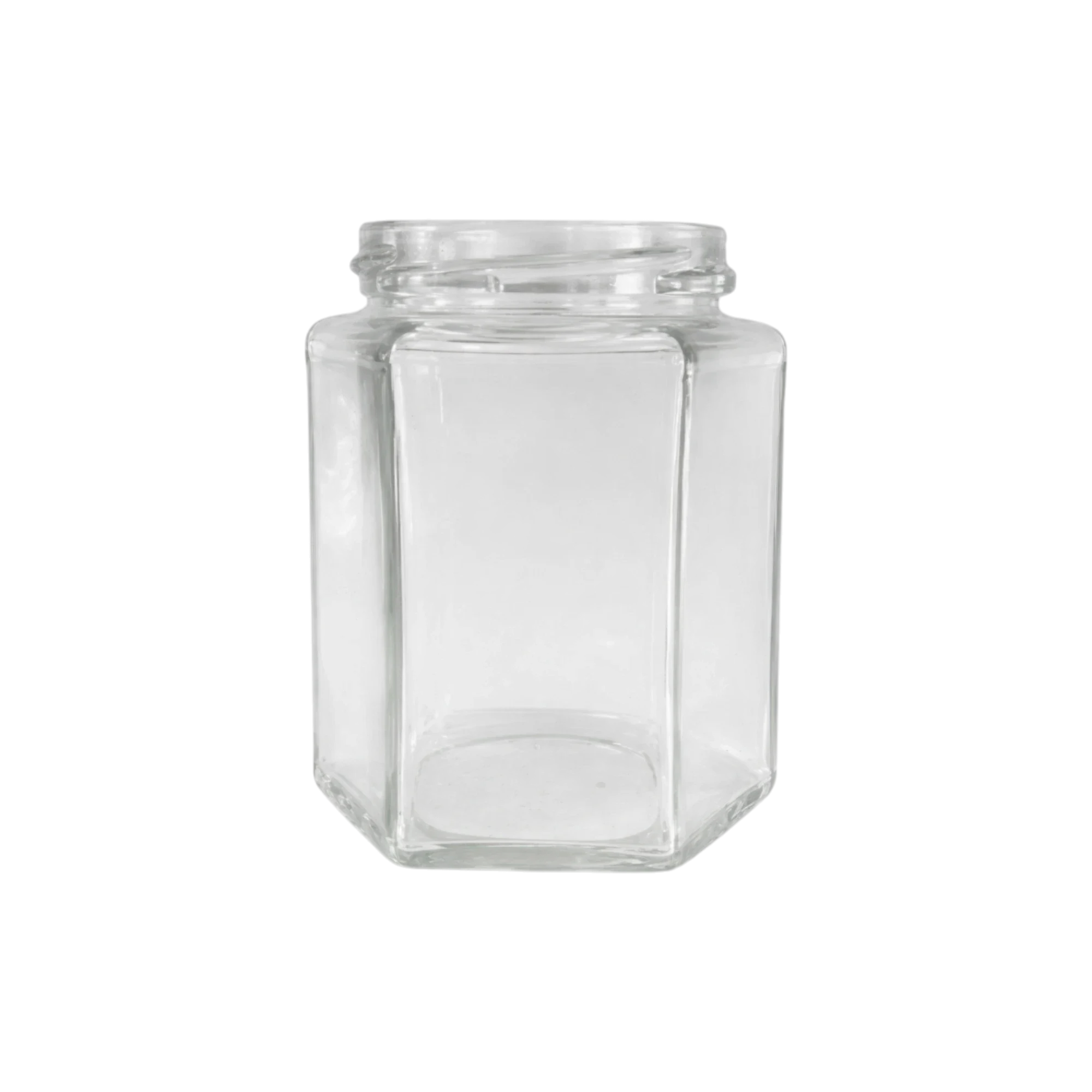 Hwahsia Glass 9.7oz/288ml Clear Glass Hexagon Jar with 63mm Lug Cap Finish, Premium Gourmet Food Jar for Honey, Pickles, & Specialty Spices