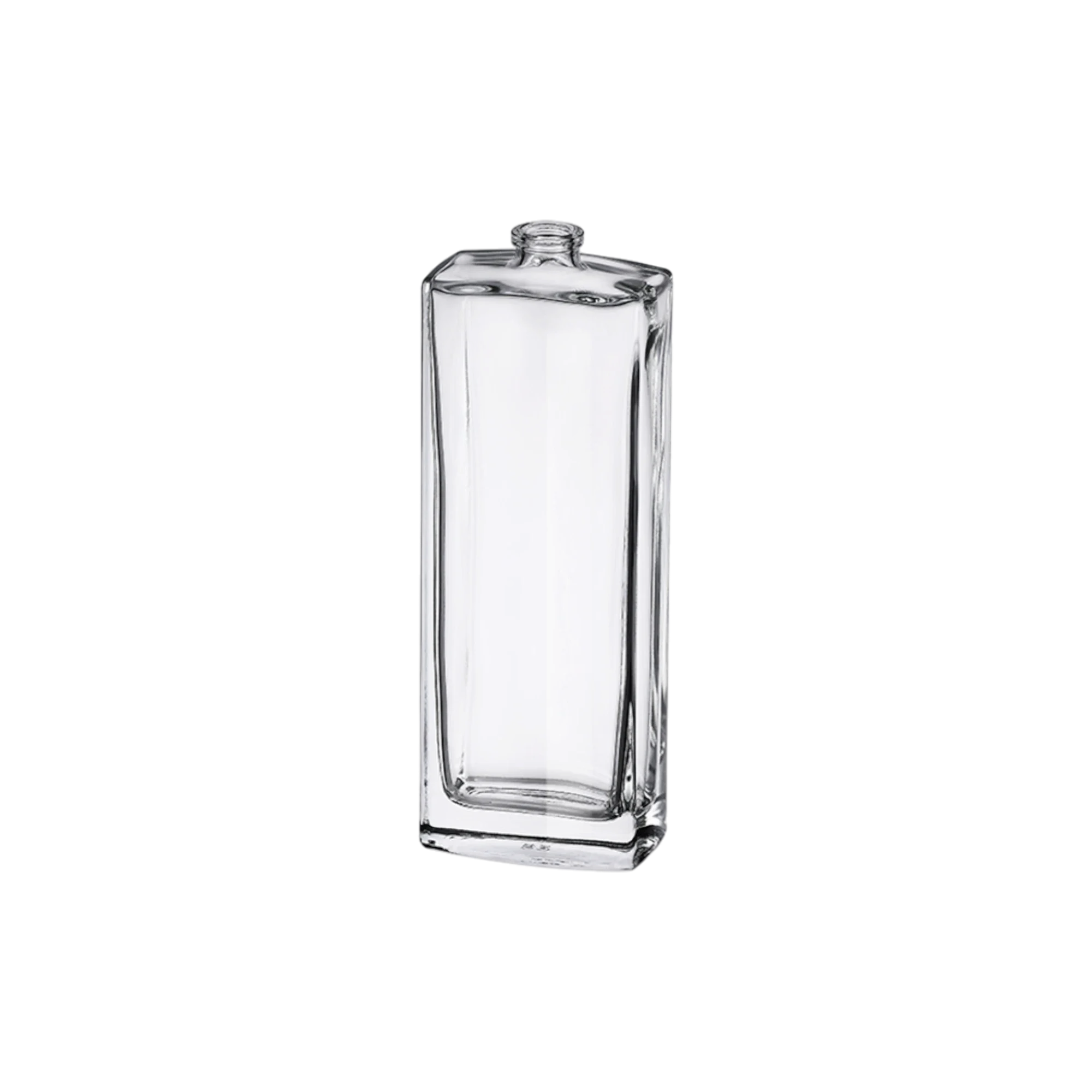 3.4oz/100ml FEA 15 Clear Glass Tall Rectangle Perfume Bottle with Premium Heavy Base & Crimp Neck