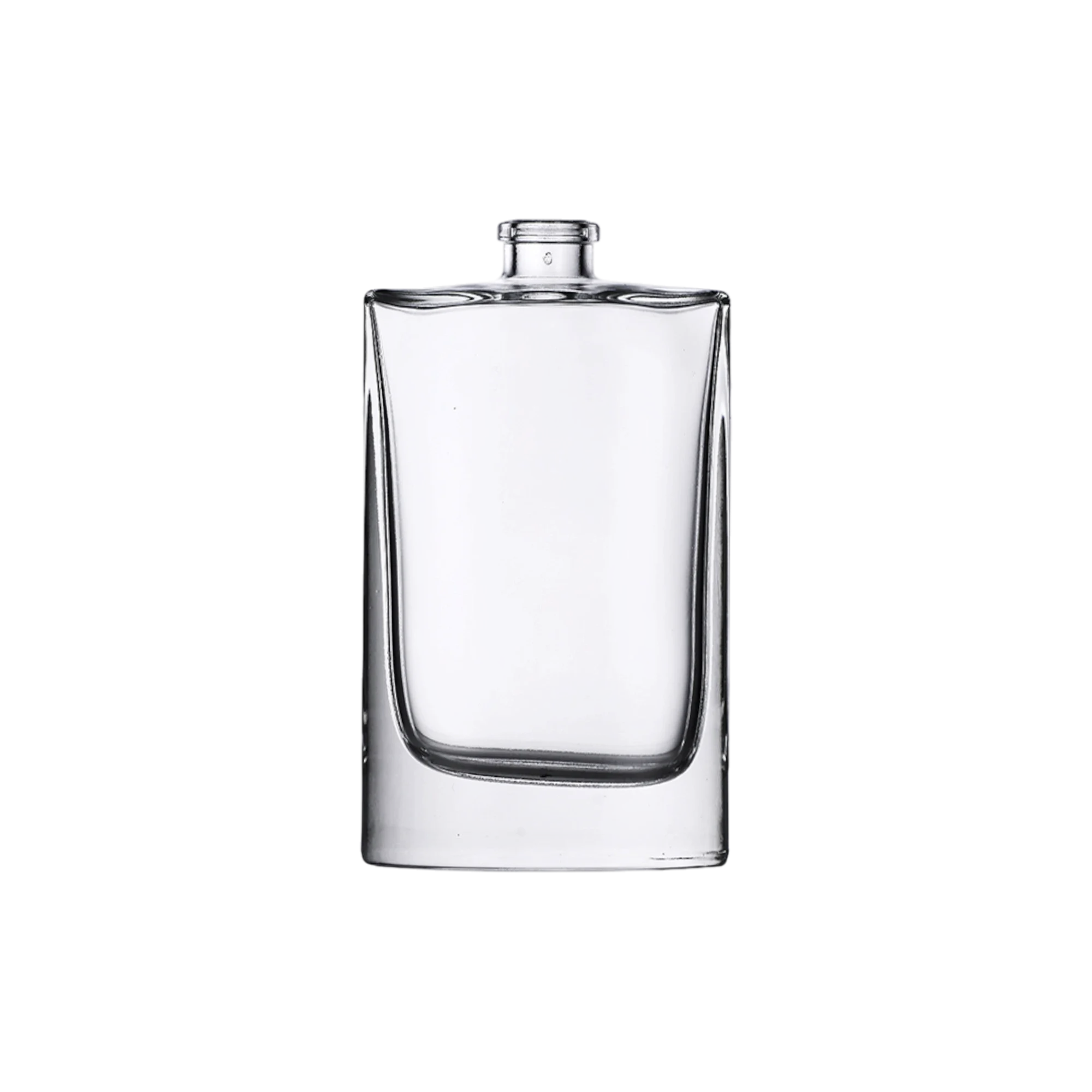 1.7oz/50ml FEA 15 Clear Glass Flat Rectangle Perfume Bottle with Premium Heavy Base & Crimp Neck
