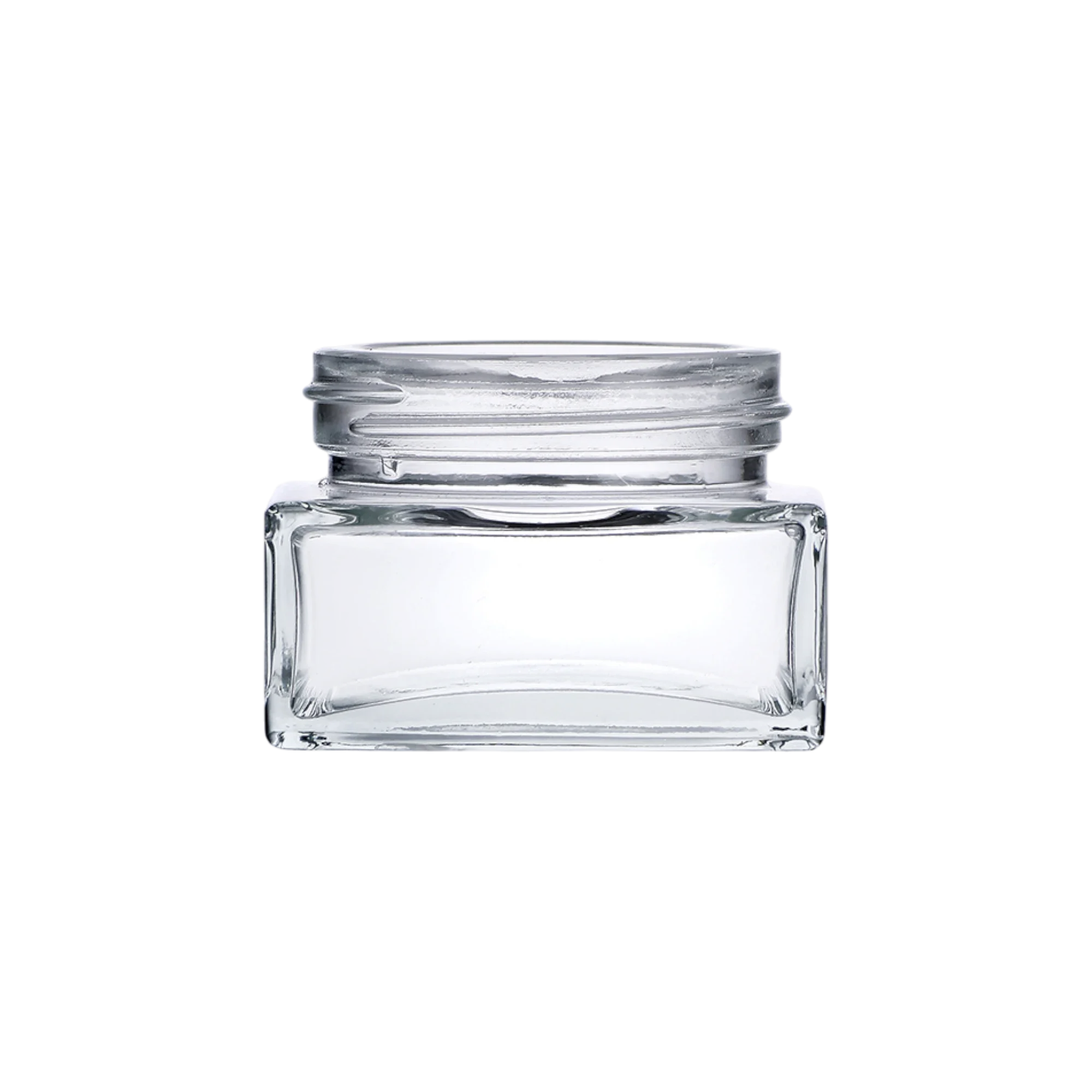 1.4oz/40ml 46-400 Clear Glass Low-Profile Square Jar with Premium Heavy Base