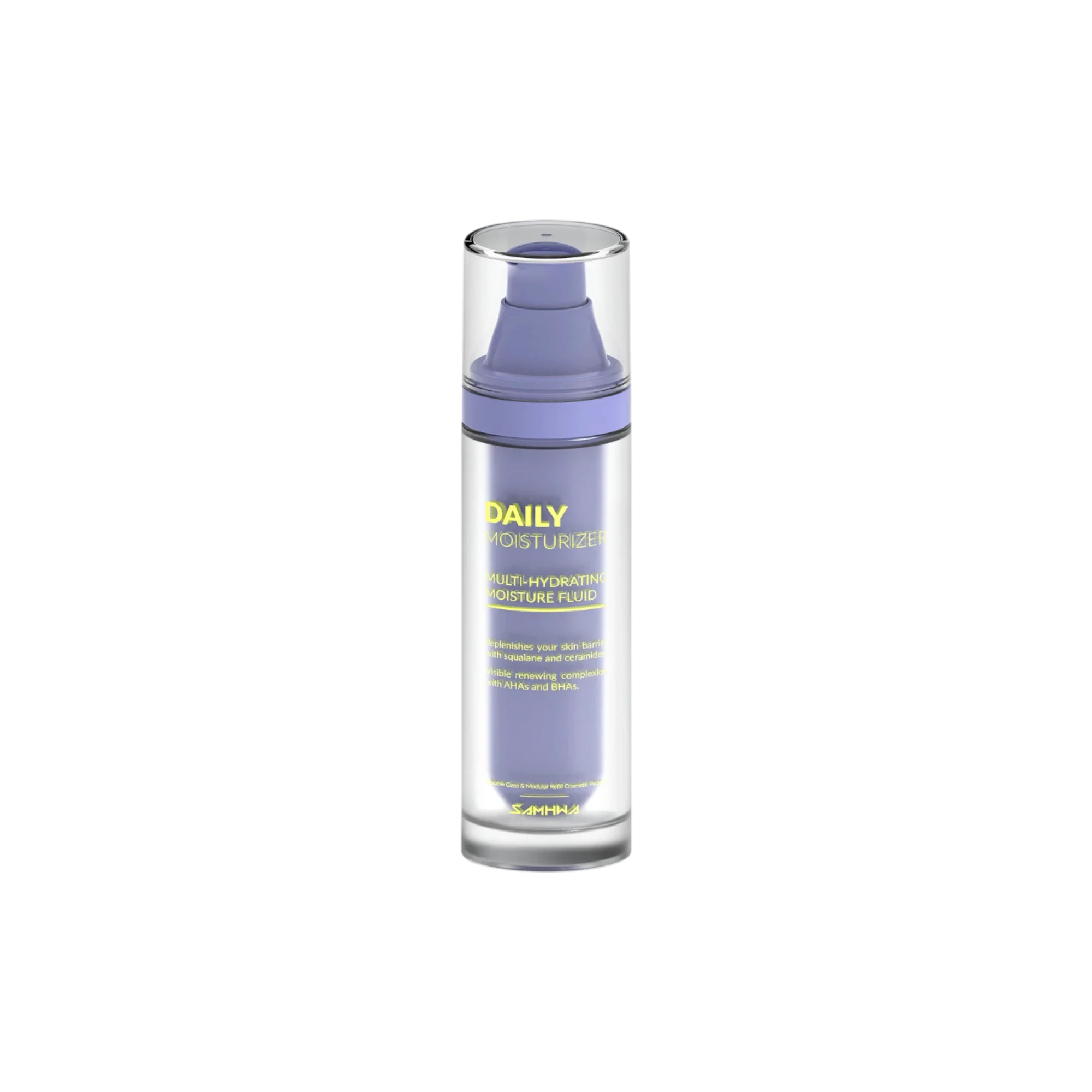 1.7oz/50ml Refillable Glass Airless Pump Bottle with Interchangeable PP Inner Refill Cartridge, 0.15cc Dosage