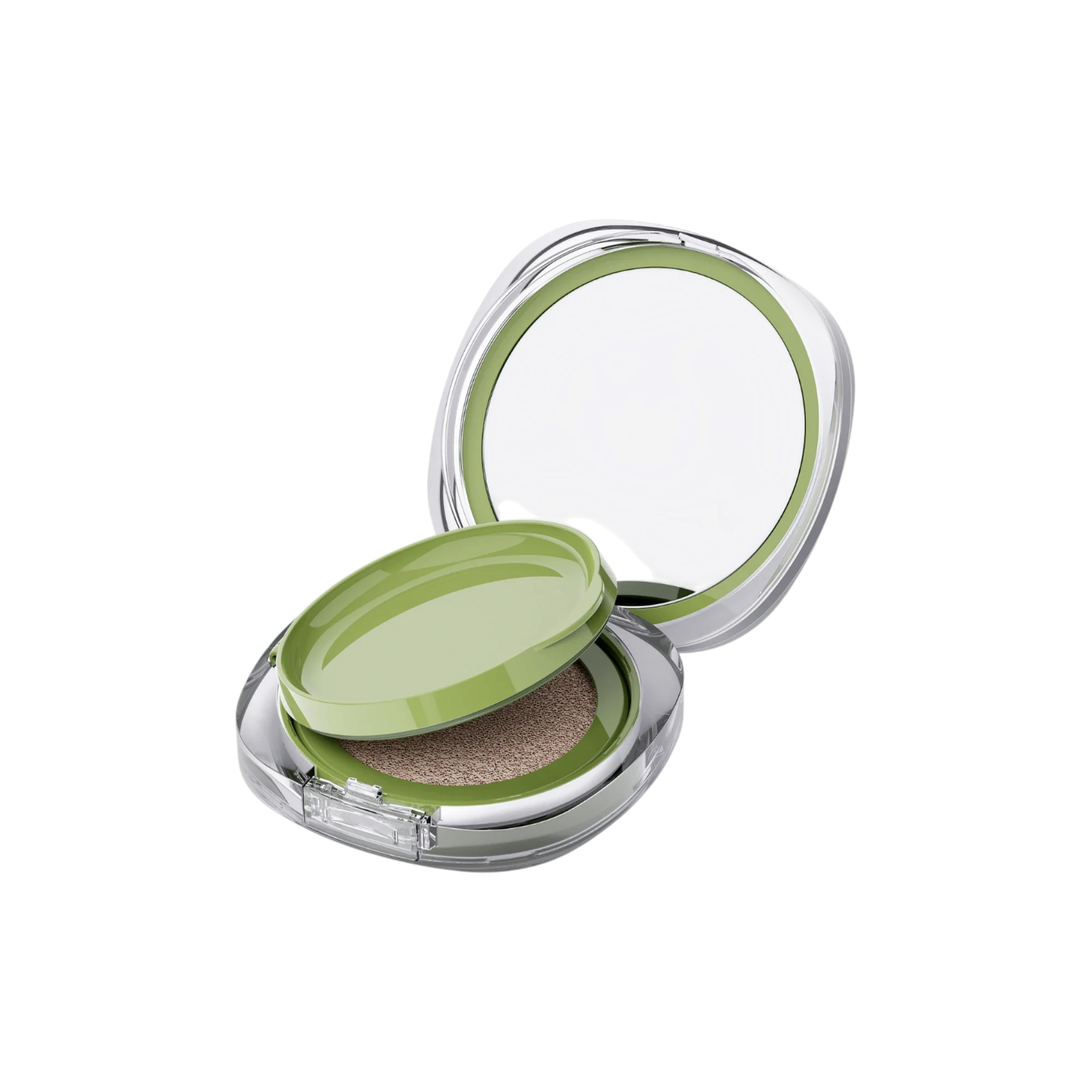 15g Refillable PETG & ABS Rounded Square Cushion Compact with Thick-Wall Deep-Look Clear Lid, Mirror & Anti-Swell Refill Inner Case
