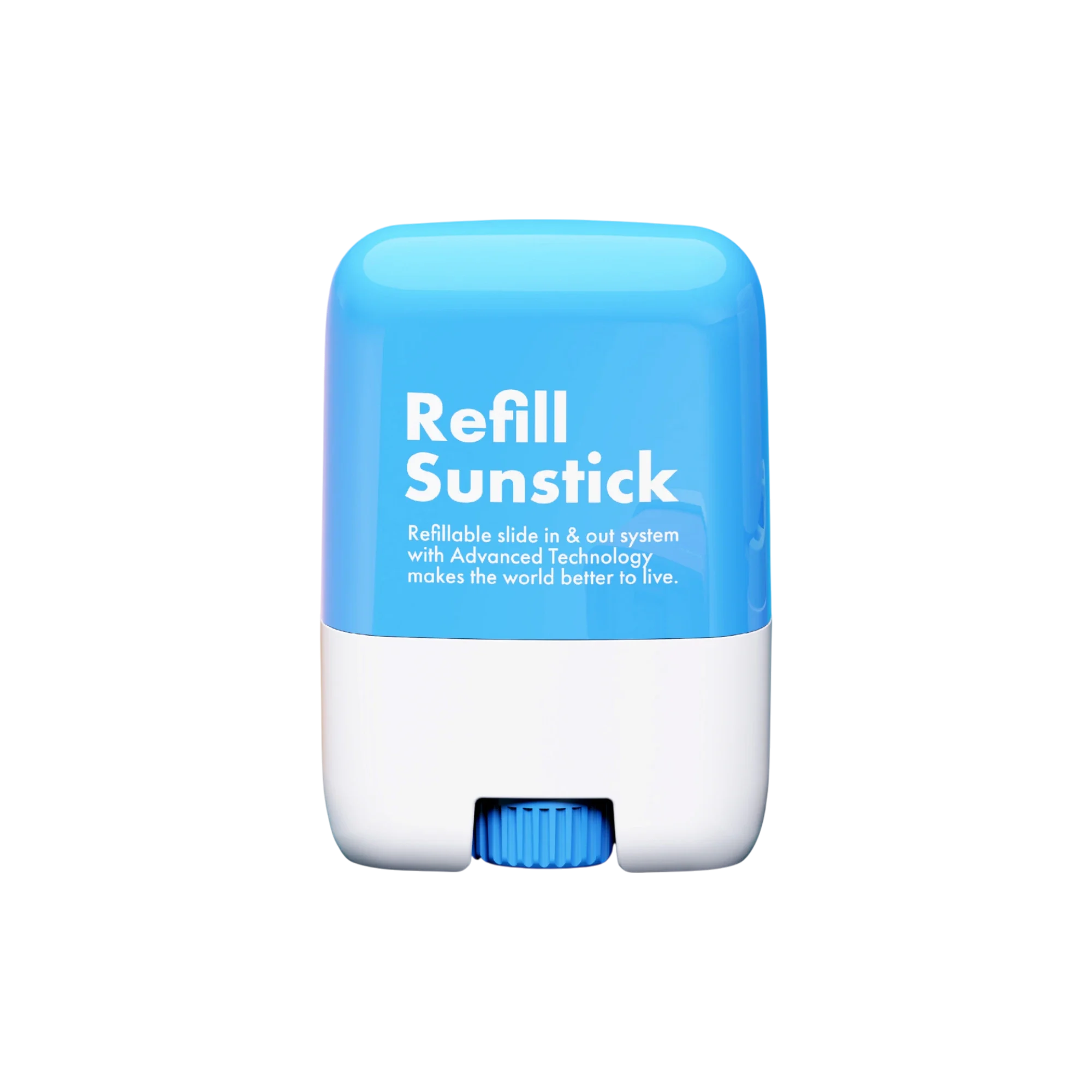 0.7oz/20ml Refillable PP Oval Sunscreen Stick with Slide-In Replaceable Refill Cartridge System for Sunscreen & Skincare