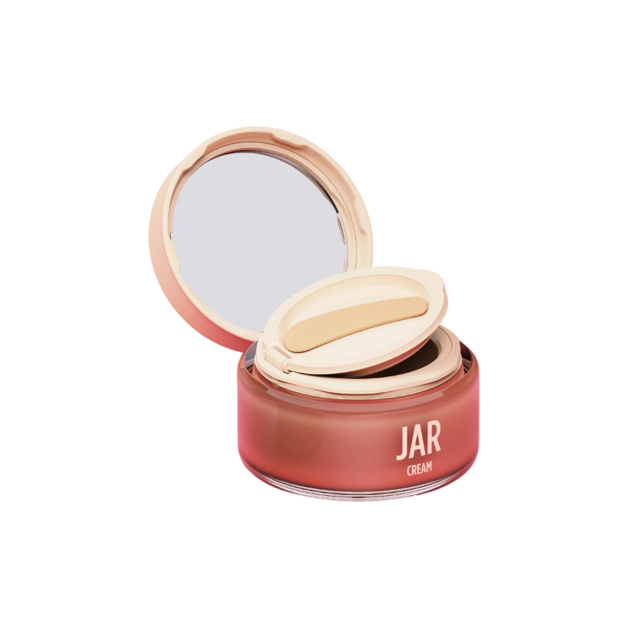 50g PETG Refillable Hinged Cream Jar with Built-In Mirror Lid, Hinged Sealing Disc, and Integrated Spatula Applicator