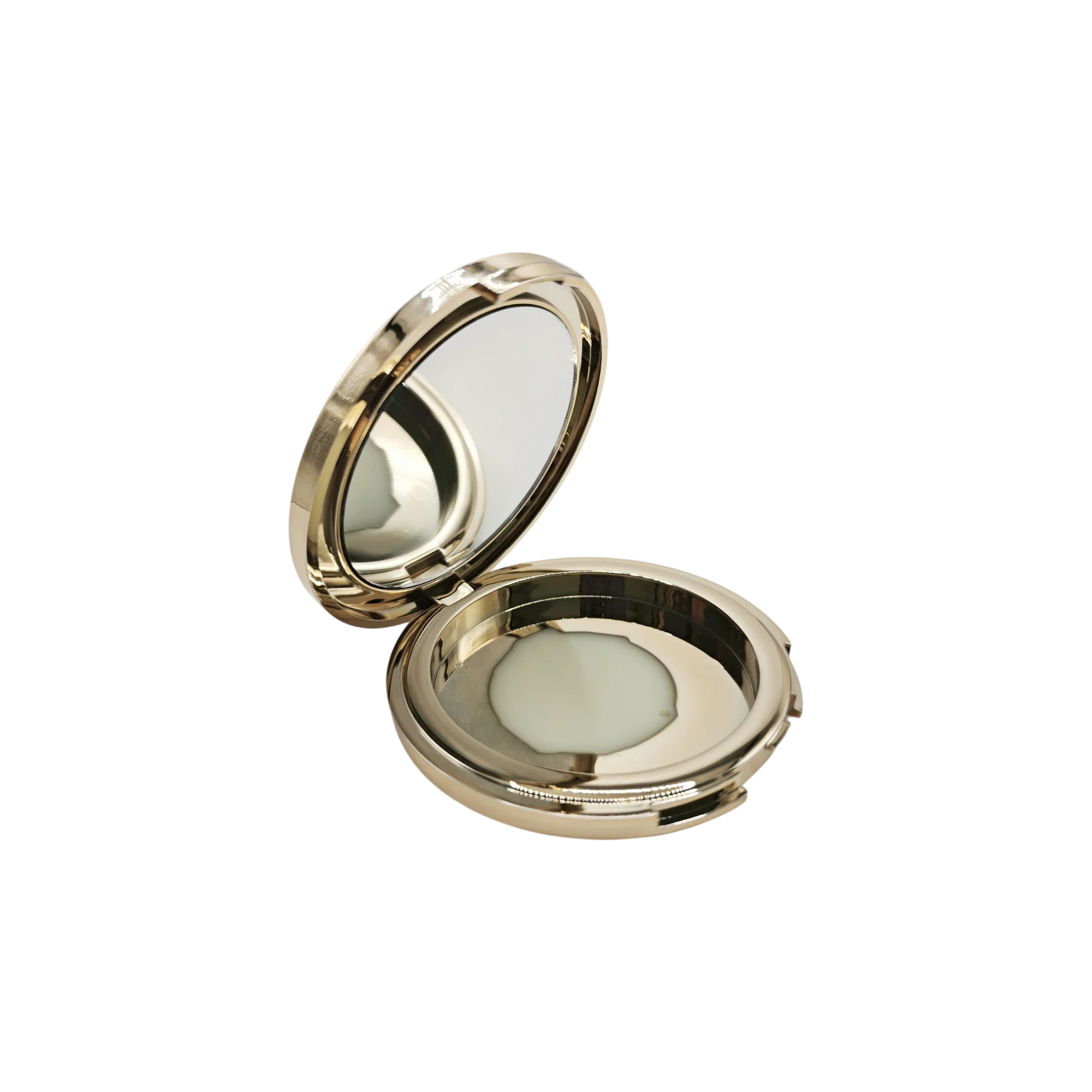 OPL Innovation Deep Well Single-Pan Round Metallized ABS Cosmetic Compact with Mirror