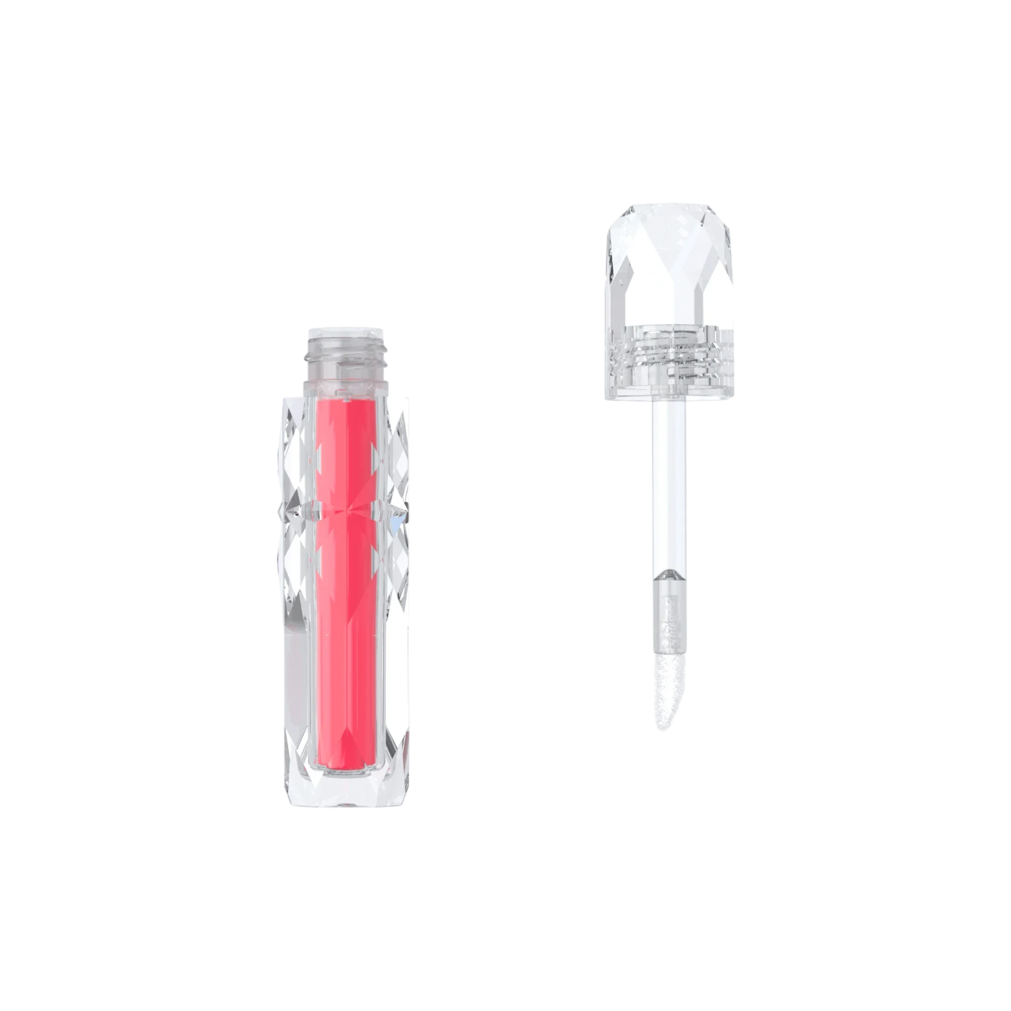 1.4ml Mini PETG Faceted Luxury Lip Gloss Tube with Classic Doe Foot Applicator