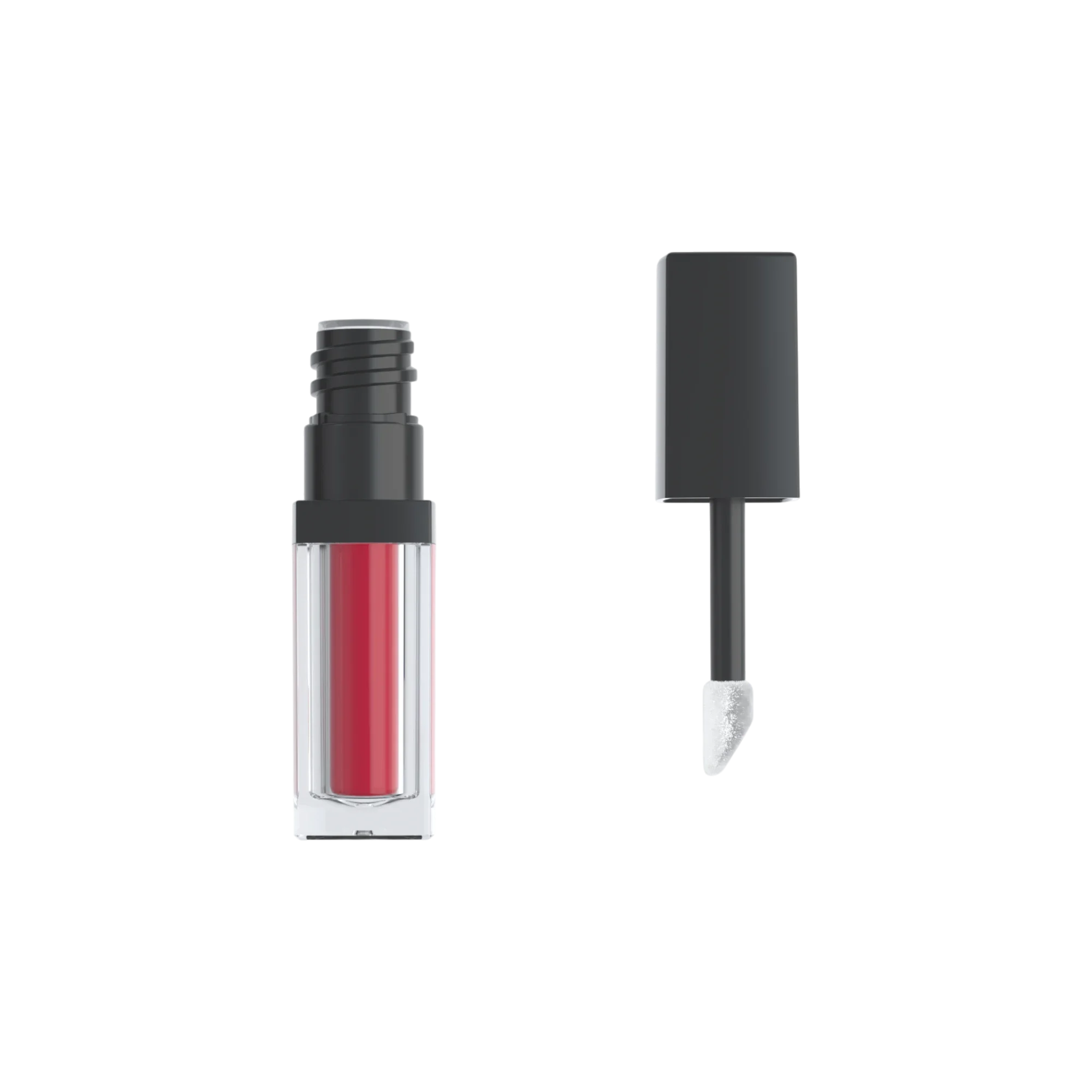 5ml Square PETG Lip Gloss Tube with Custom Color Collar & Doe Foot Applicator