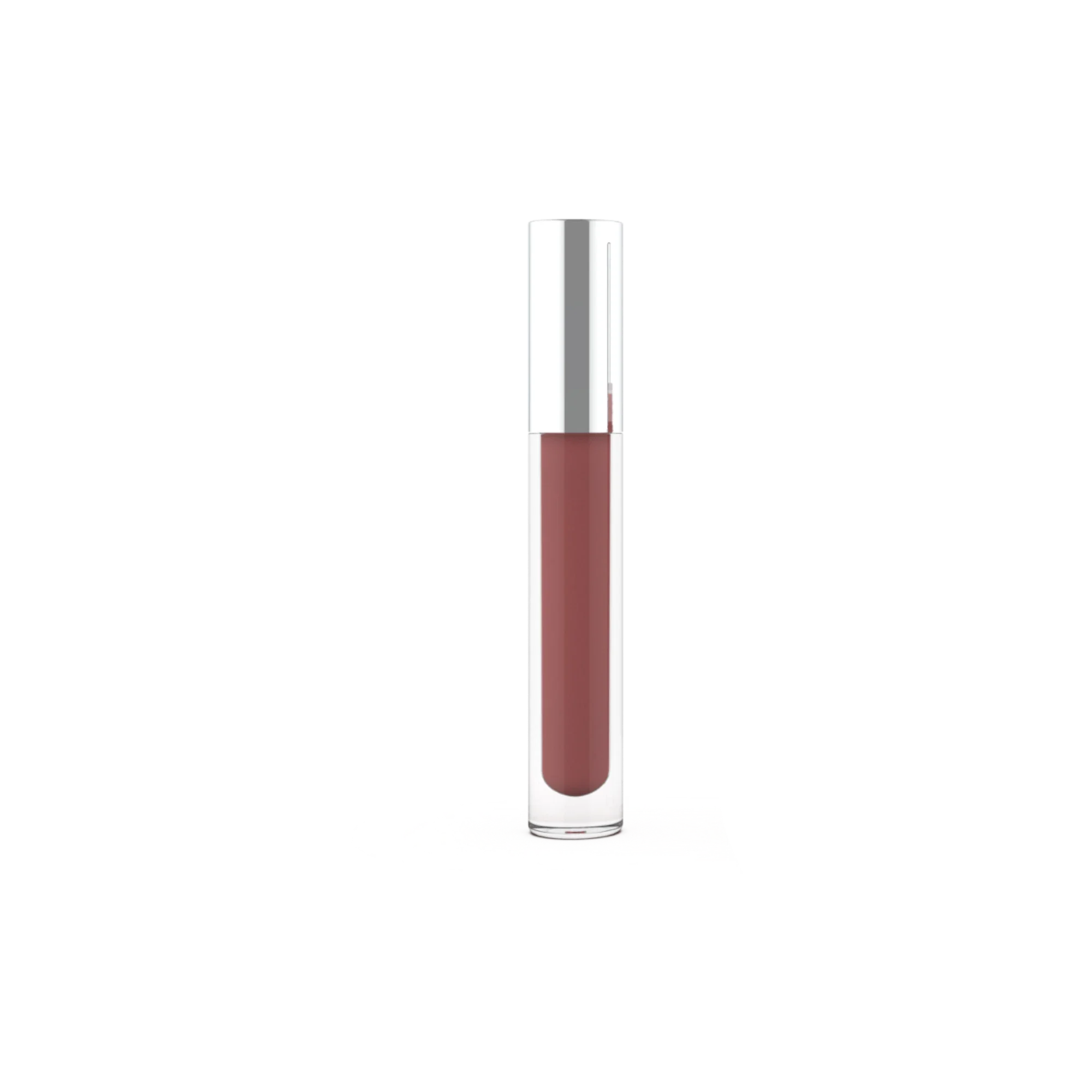 OPL Innovation 3.5ml Cylinder PETG Lip Gloss & Concealer Tube with Shiny Silver Cap & Flocked Doe Foot Applicator
