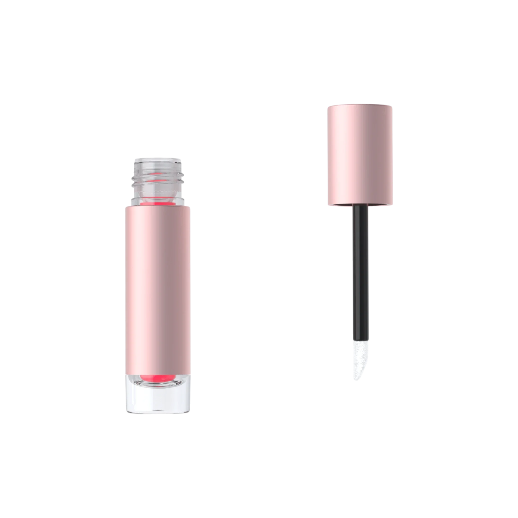 3.8ml Cylinder PETG Lip Gloss & Concealer Tube with Aluminum Over-Shell, Short Cap & Doe Foot Applicator