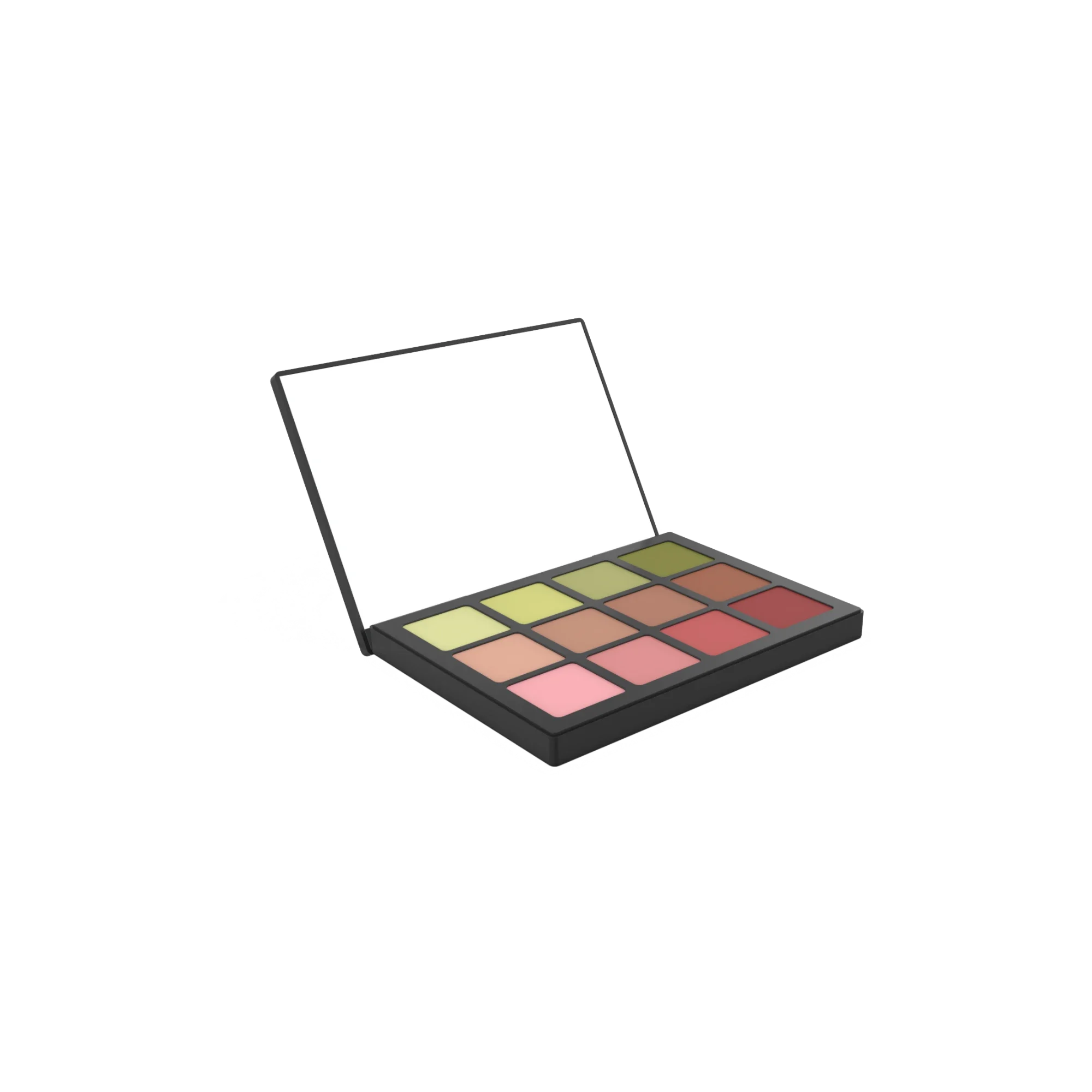 OPL Innovation 12-Pan Rectangular ABS Eyeshadow Palette with Square Wells, Mirror & Magnetic Closure