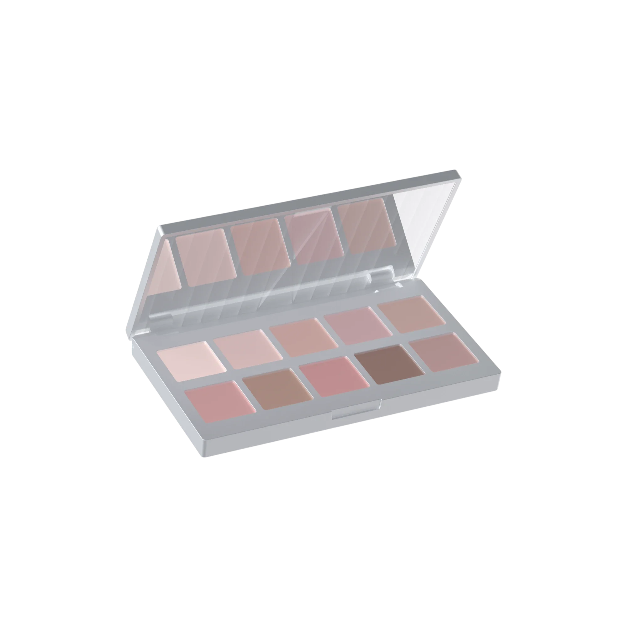 OPL Innovation 10-Pan Rectangular ABS Eyeshadow Palette with Square Wells, Mirror & Magnetic Closure