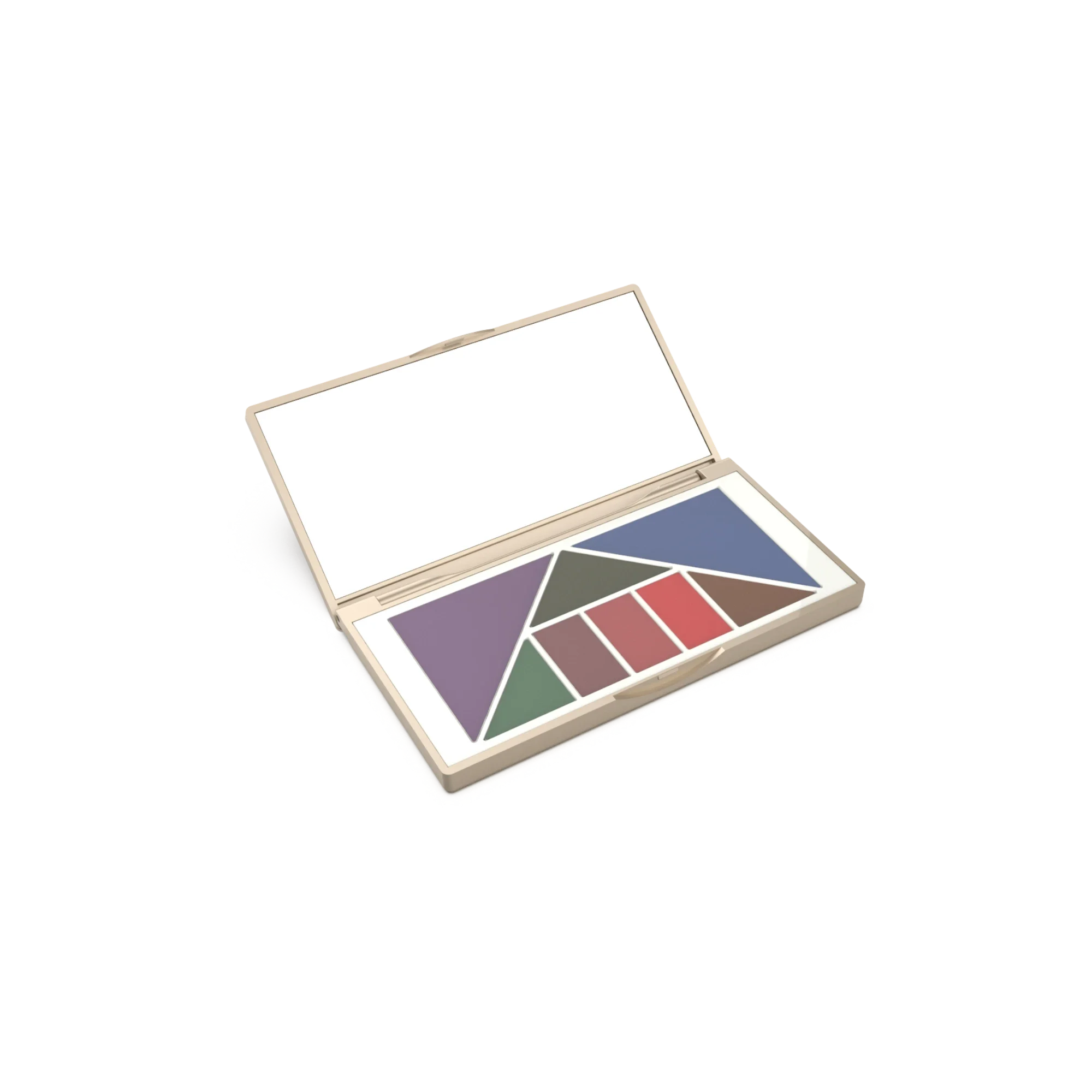 OPL Innovation 8-Pan Rectangular ABS Eyeshadow Palette with Mixed Geometric Wells & Wave Textured Decorative Top Plate