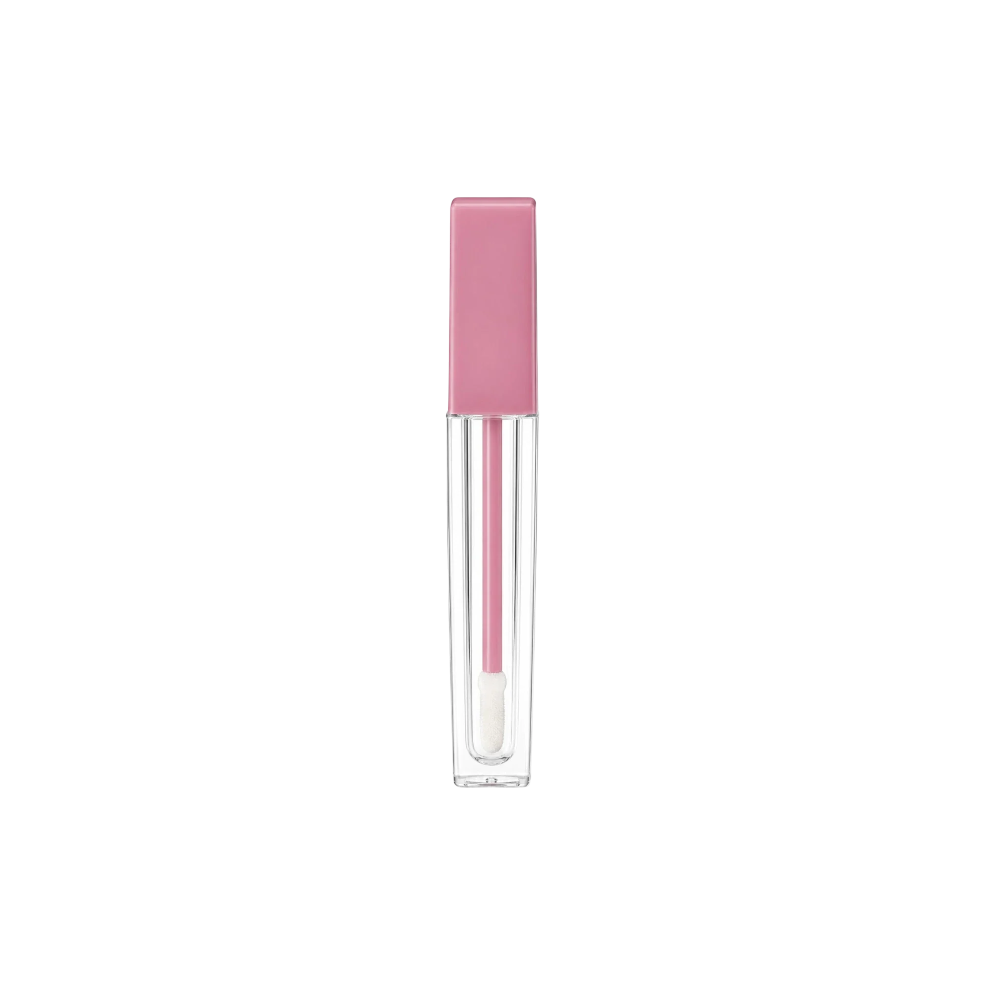 Sambound New Material Technology 0.19oz / 5.6ml PETG Tapered Rounded Square Lip Gloss Tube with ABS Cap & Customizable Wand Applicator