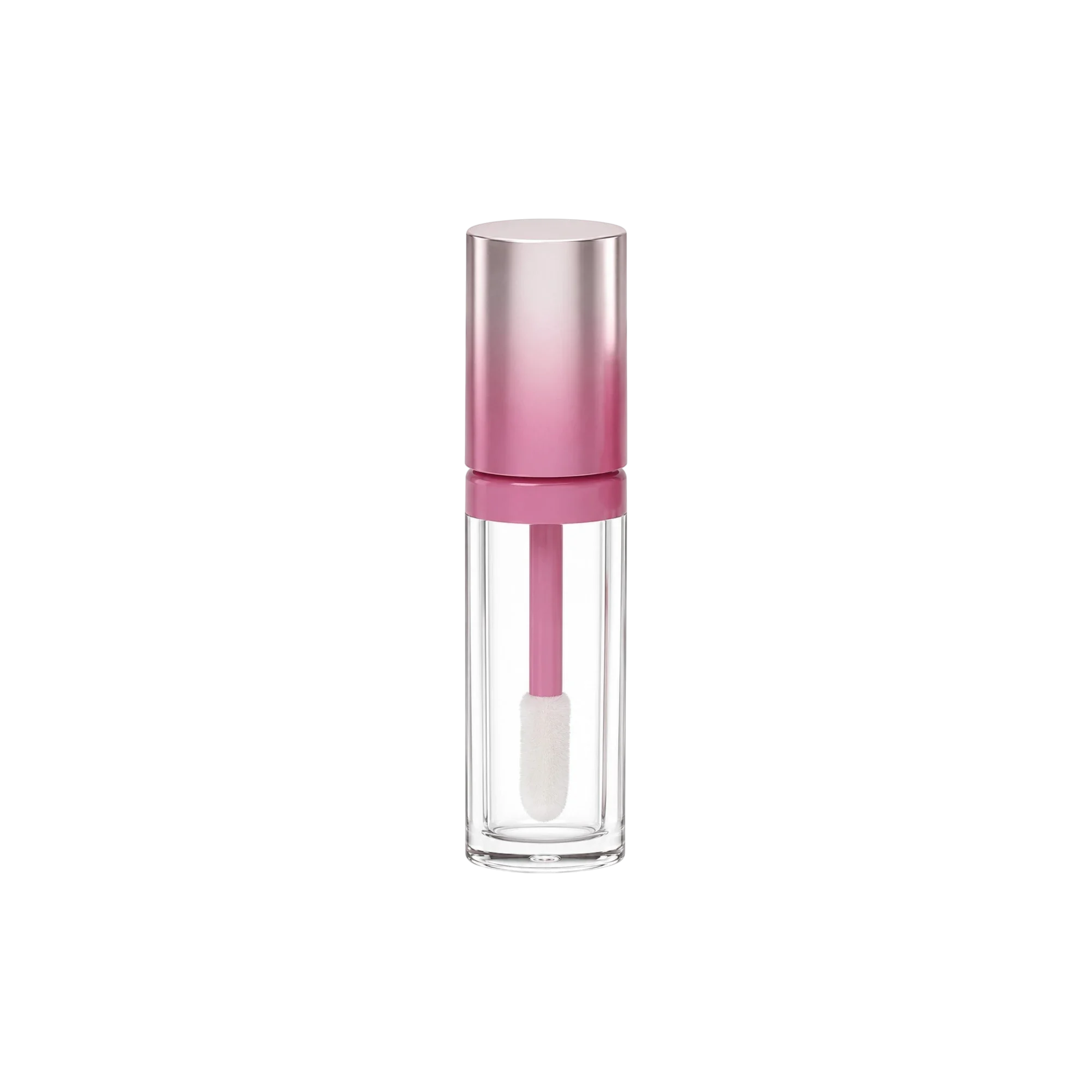 Sambound New Material Technology 0.23oz / 6.7ml Thick-Wall PETG Cylinder Lip Gloss Tube with Custom Color Collar, ABS Cap & Customizable Doe Foot Applicator