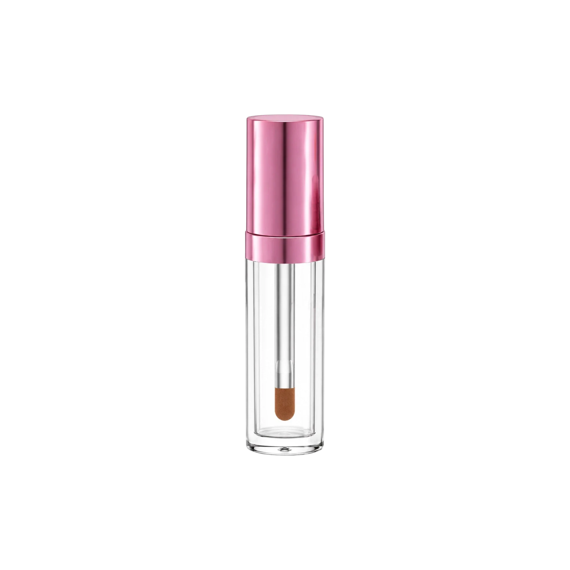 Sambound New Material Technology 0.54oz / 16ml Thick-Wall PETG Cylinder Lip Gloss Tube with Custom Color Collar, ABS Cap & Spatula Wand Applicator