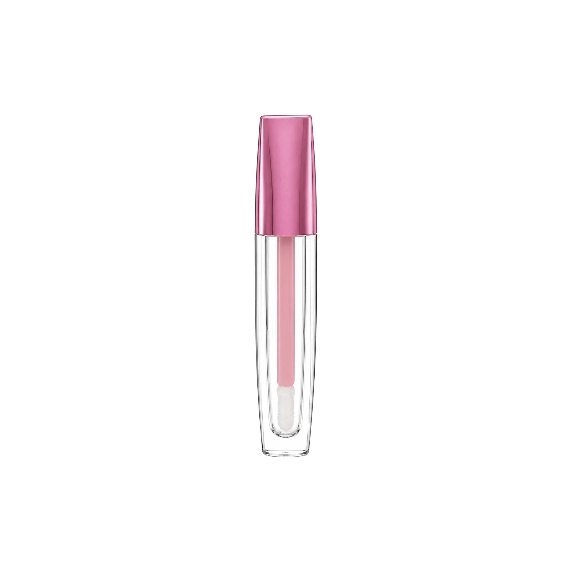 Sambound New Material Technology 0.24oz / 7.2ml Tapered PETG Cylinder Lip Gloss Tube with Flat-Top ABS Cap & Flocked Paddle Applicator