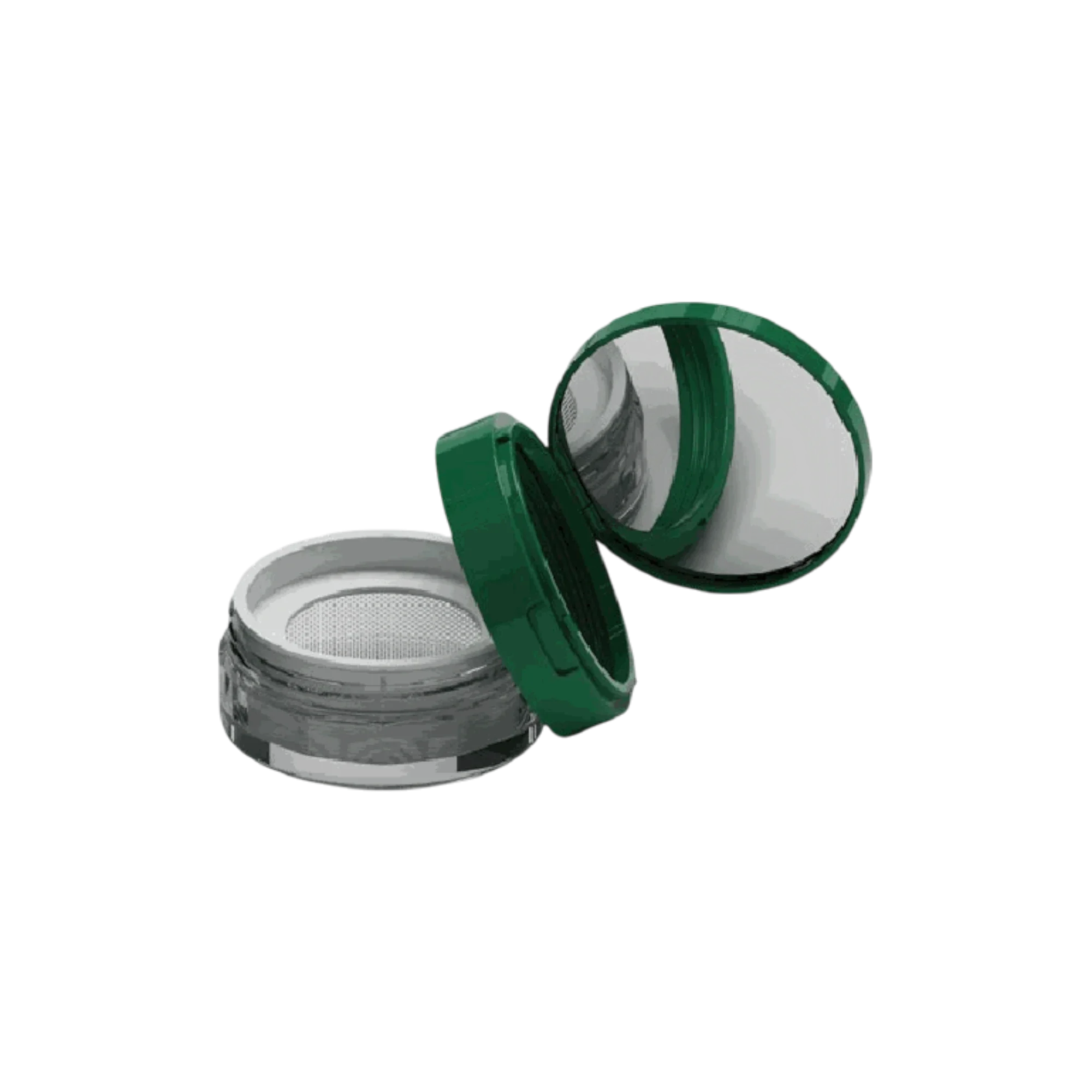 Sambound New Material Technology 2oz / 62ml AS Straight Sided Loose Powder Mesh Sifter Jar with Hinged Flip Top Cap & Mirror
