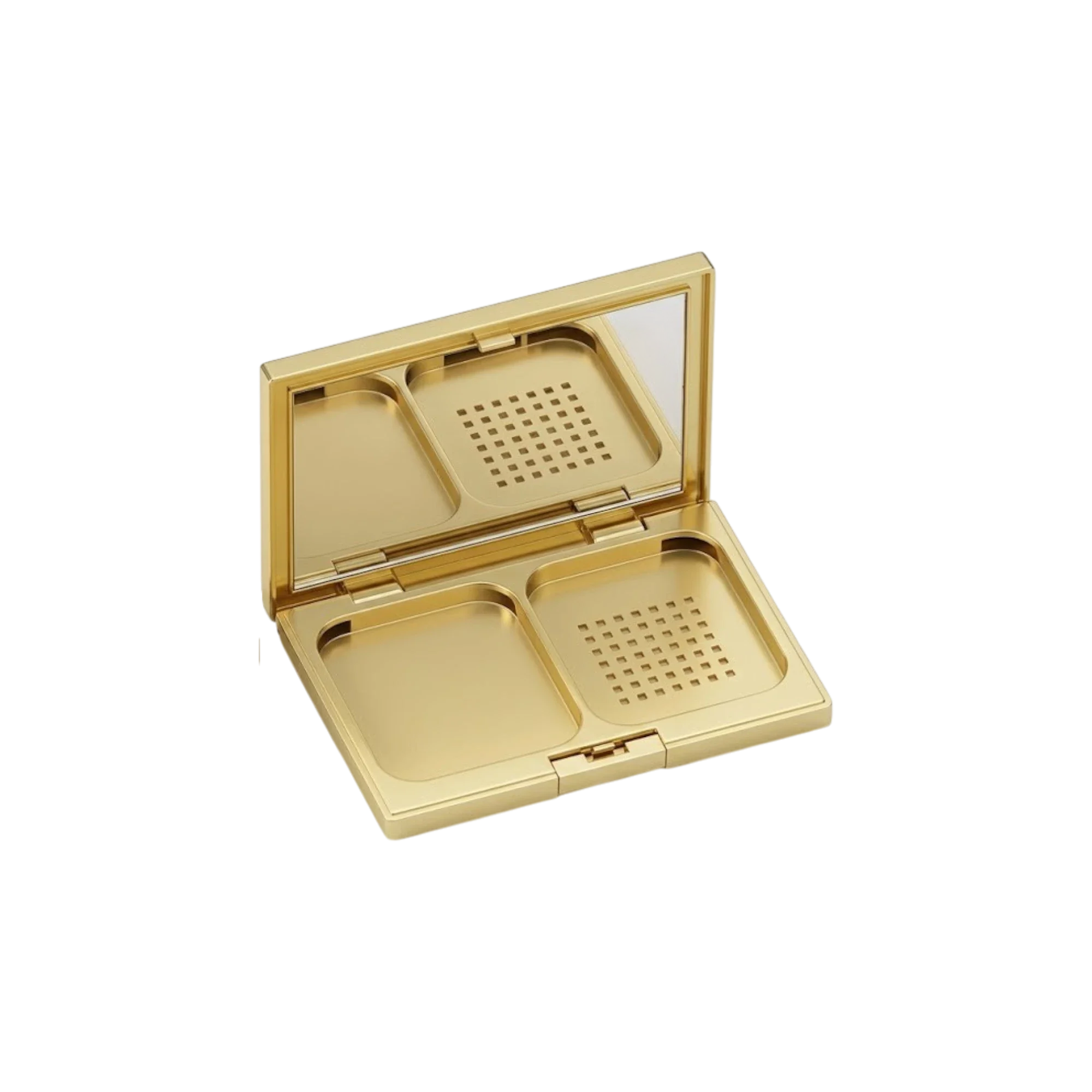 Sambound New Material Technology 12.6g Single-Pan Rectangular ABS & AS Powder Compact with Squircle Well, Sponge Compartment, Mirror & Push Button Closure