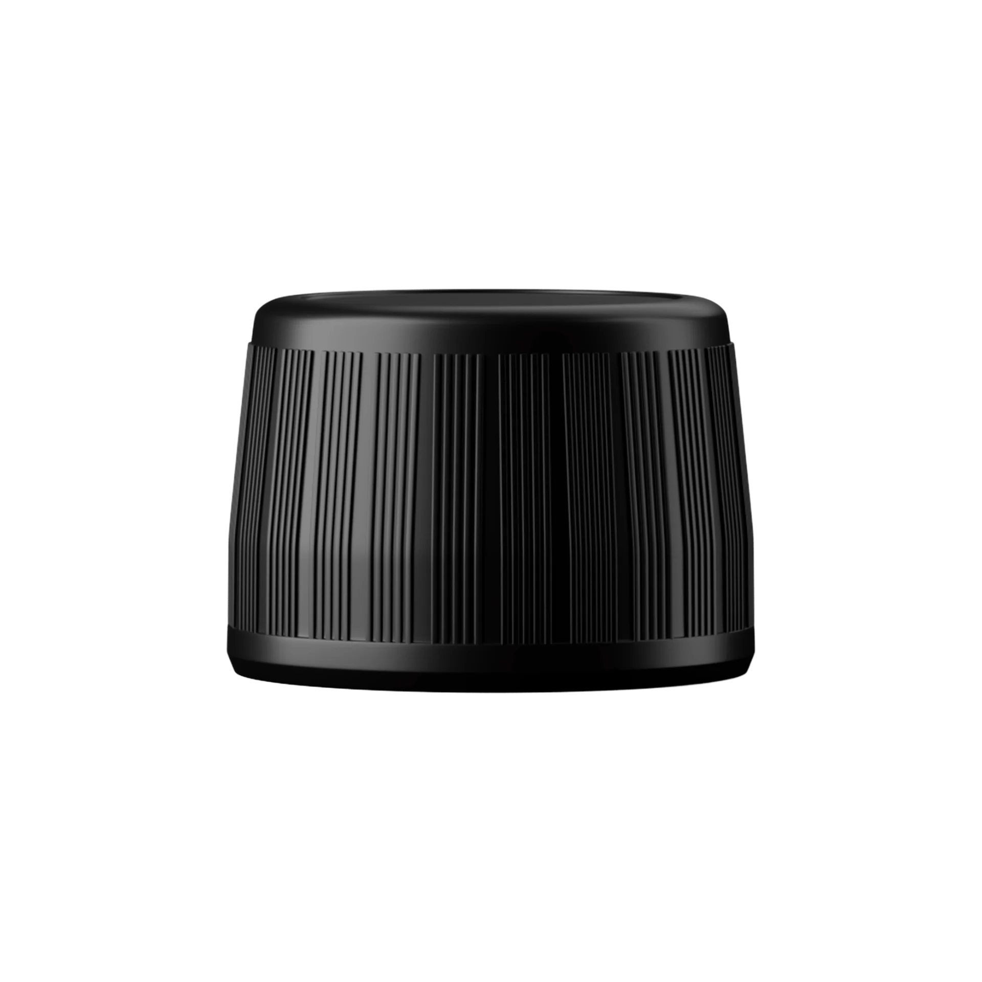 MIRON Violetglass 28mm Child-Resistant Tamper-Evident Ribbed Black PP & PEHD Screw Cap with Violet Inlay