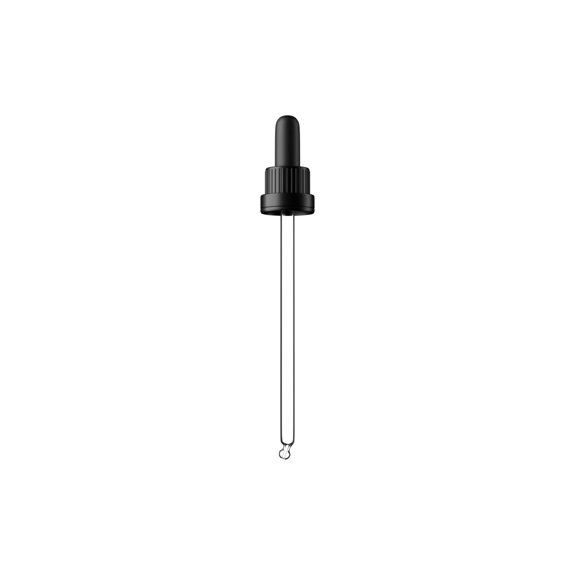 MIRON Violetglass 18-DIN Black Ribbed Tamper-Evident TPE Bulb Glass Pipette Dropper with Bent Ball Tip, 1cc Dosage