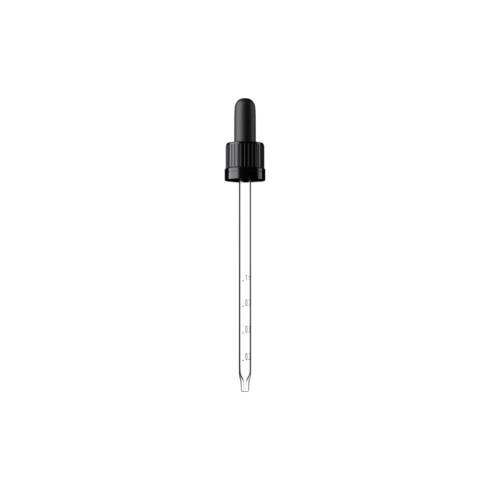 MIRON Violetglass 18-DIN Black Ribbed TPE Bulb Graduated Pipette Dropper with Tamper-Evident Band & Conical Tip, 1cc Dosage (Orion 100)