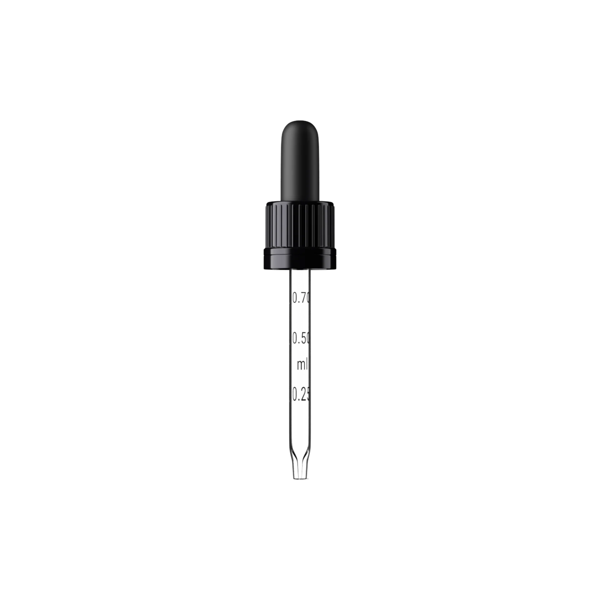 MIRON Violetglass 18-DIN Black Ribbed TPE Bulb Graduated Pipette Dropper with Tamper-Evident Band & Conical Tip, 1cc Dosage (Orion 30)