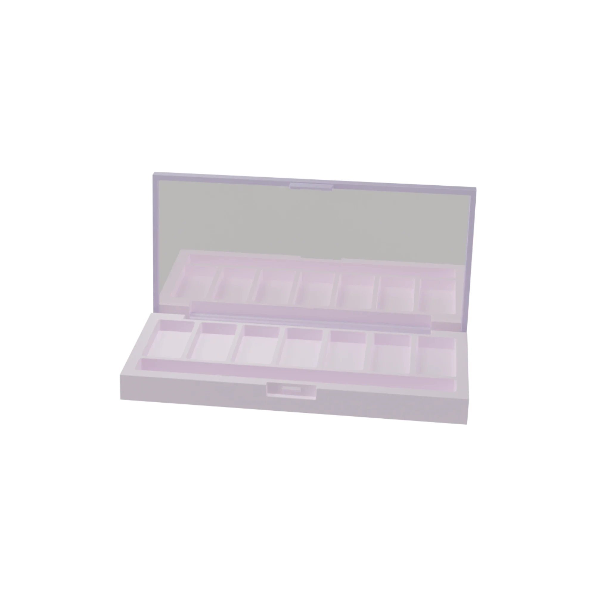 7g 6-Pan Rectangular ABS Eyeshadow Palette with Rectangular Wells, Mirror & Applicator Well