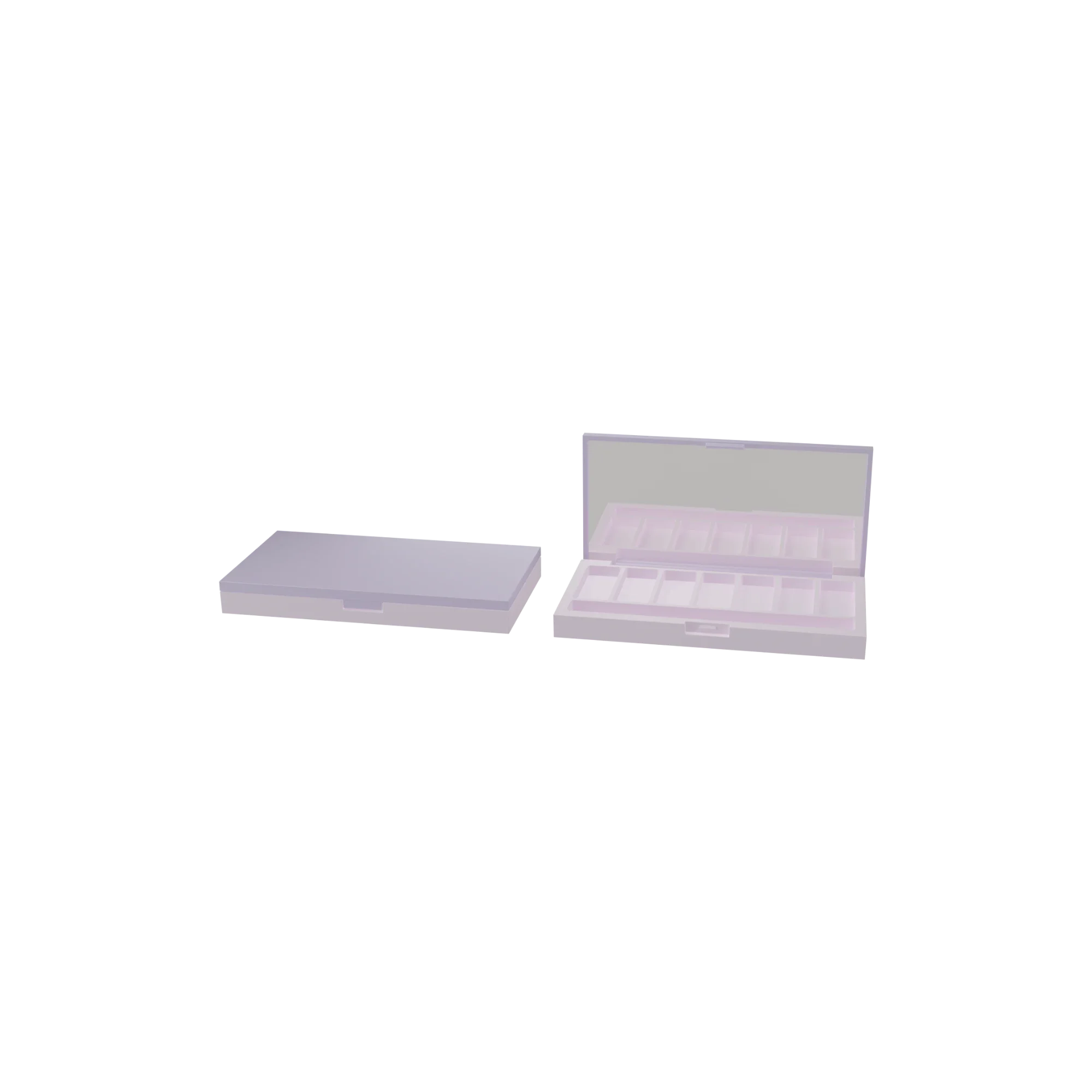 7g 6-Pan Rectangular ABS Eyeshadow Palette with Rectangular Wells, Mirror & Applicator Well