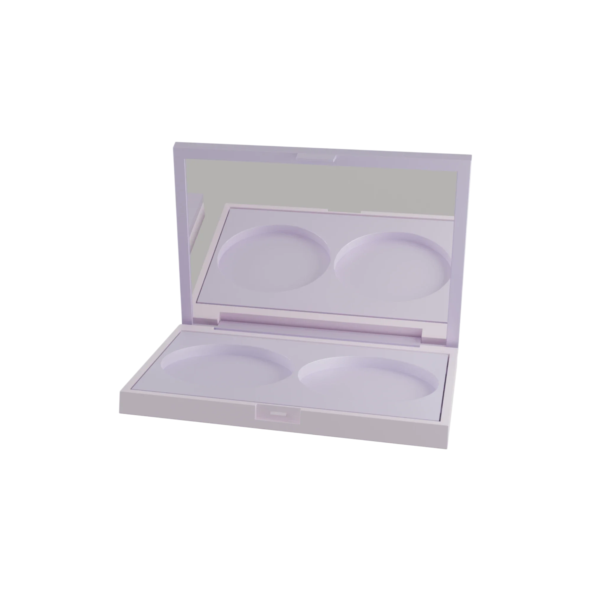 Anhui Jusu High Tech Industrial Co., Ltd 2g 2-Pan Rectangular ABS Cosmetic Palette with Round Wells & Mirror