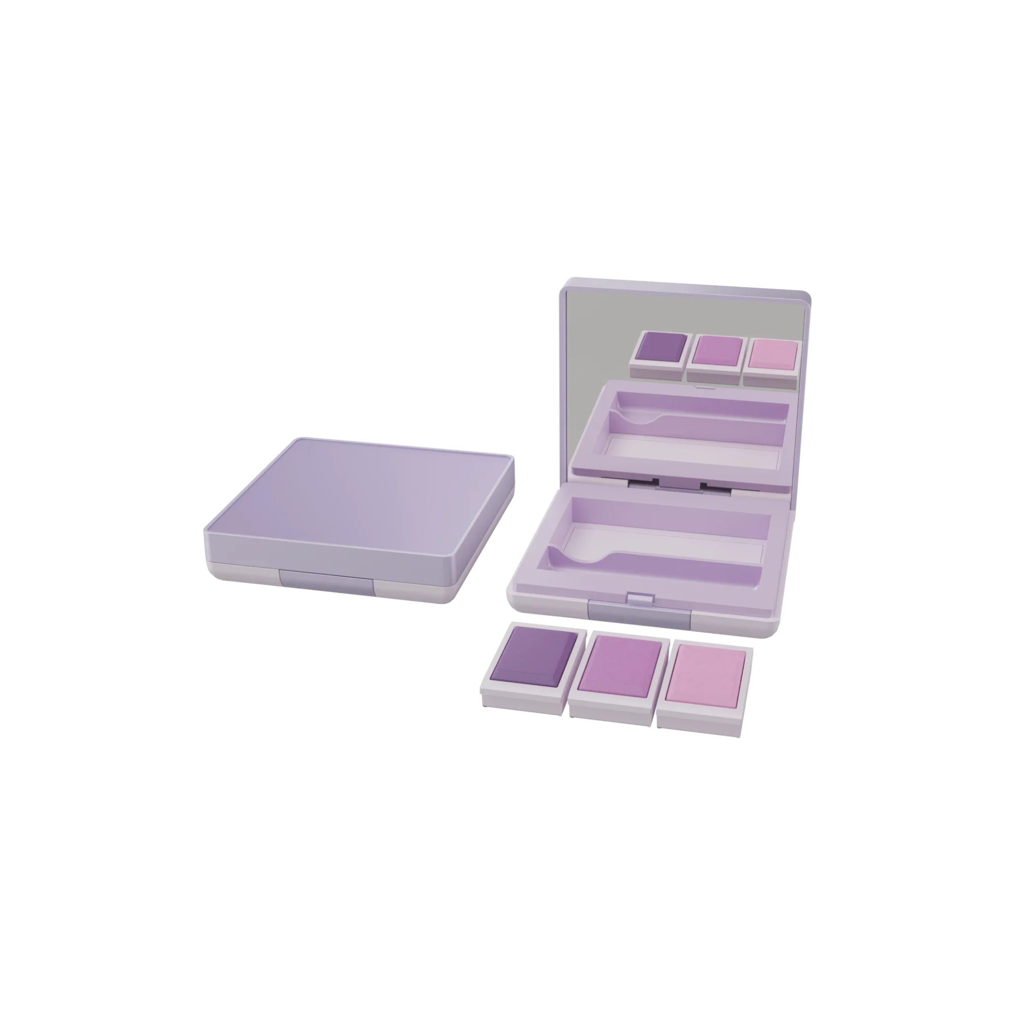 3g 3-Pan Rectangular ABS Eyeshadow Palette with Removable Square Wells, Mirror, Applicator Well & Push Button Closure