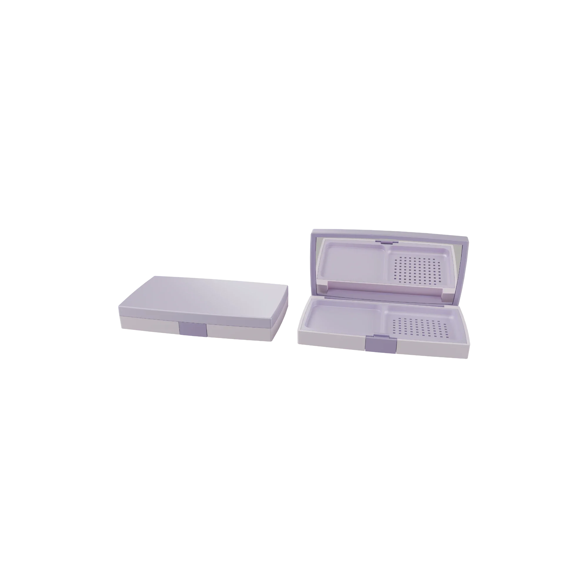10g Rectangular ABS Powder Compact with Mirror, Vented Applicator Well & Push Button Closure