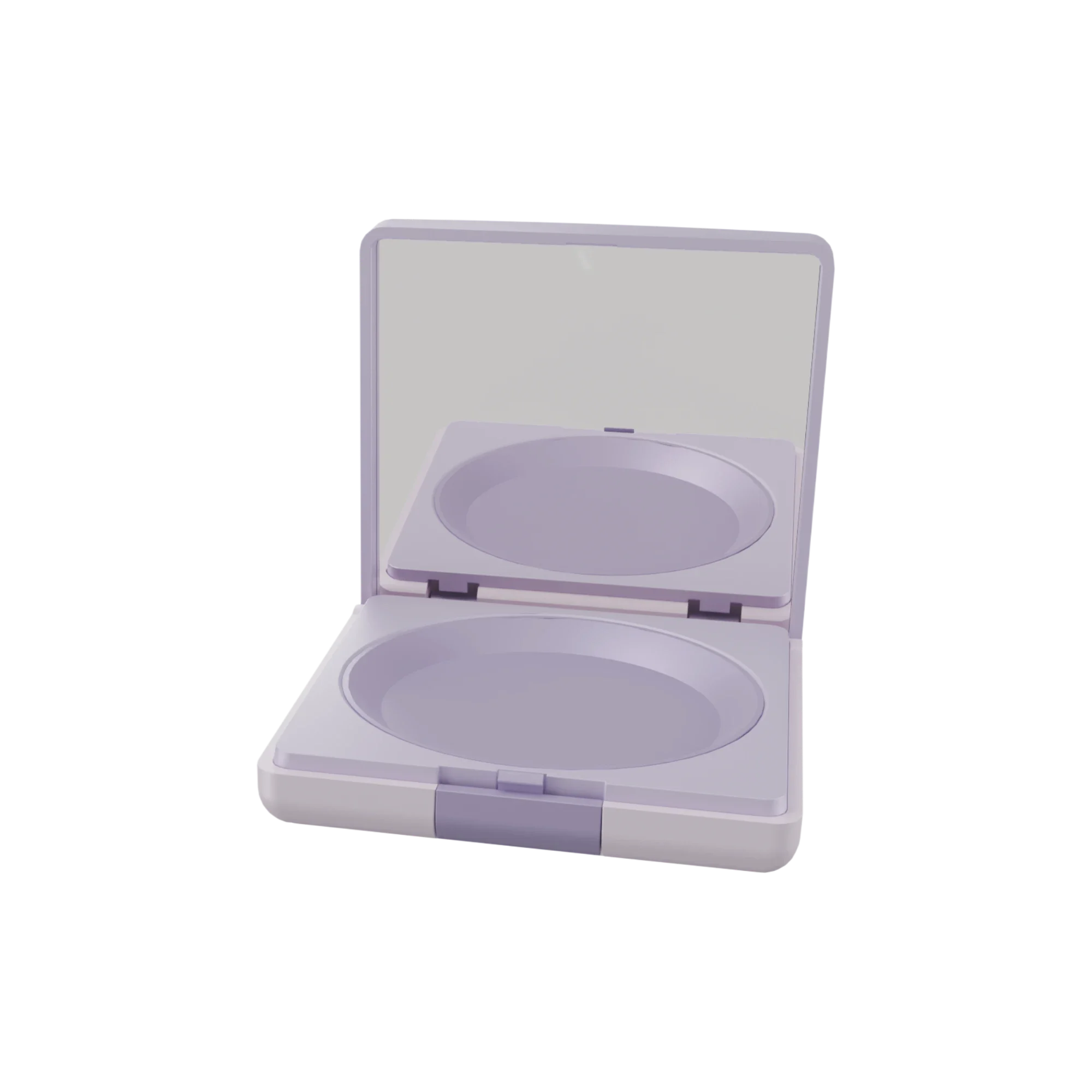 10g Deep Well Square ABS Powder Compact with Round Well, Mirror & Push Button Closure