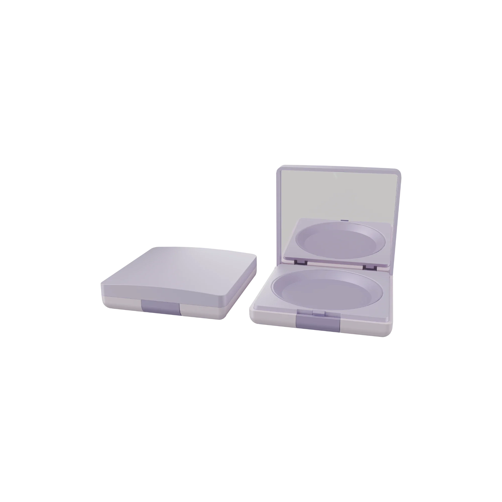 10g Deep Well Square ABS Powder Compact with Round Well, Mirror & Push Button Closure