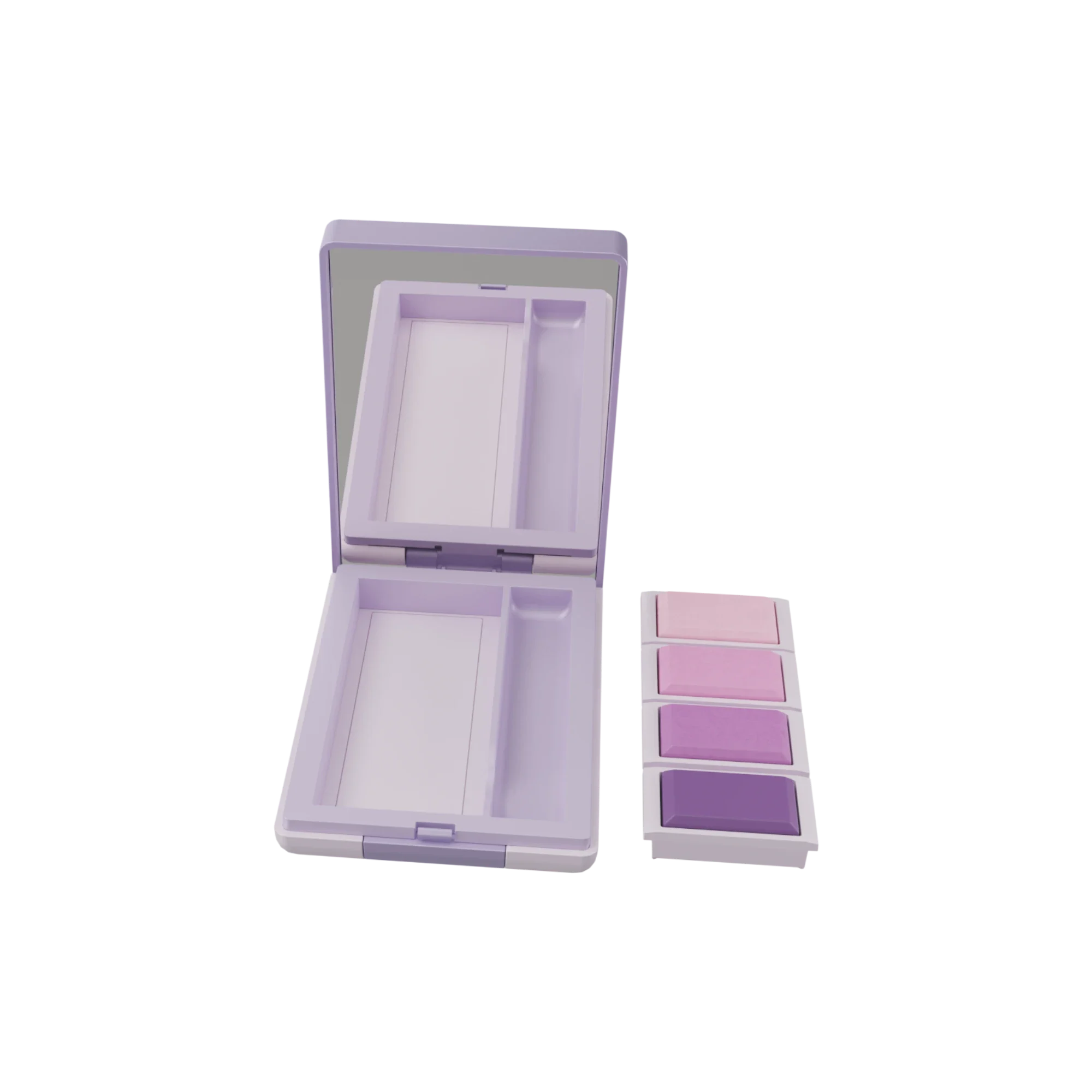 Anhui Jusu High Tech Industrial Co., Ltd 4g 4-Pan Rectangular ABS Eyeshadow Palette with Removable Rectangular Wells, Mirror, Applicator Well & Push Button Closure